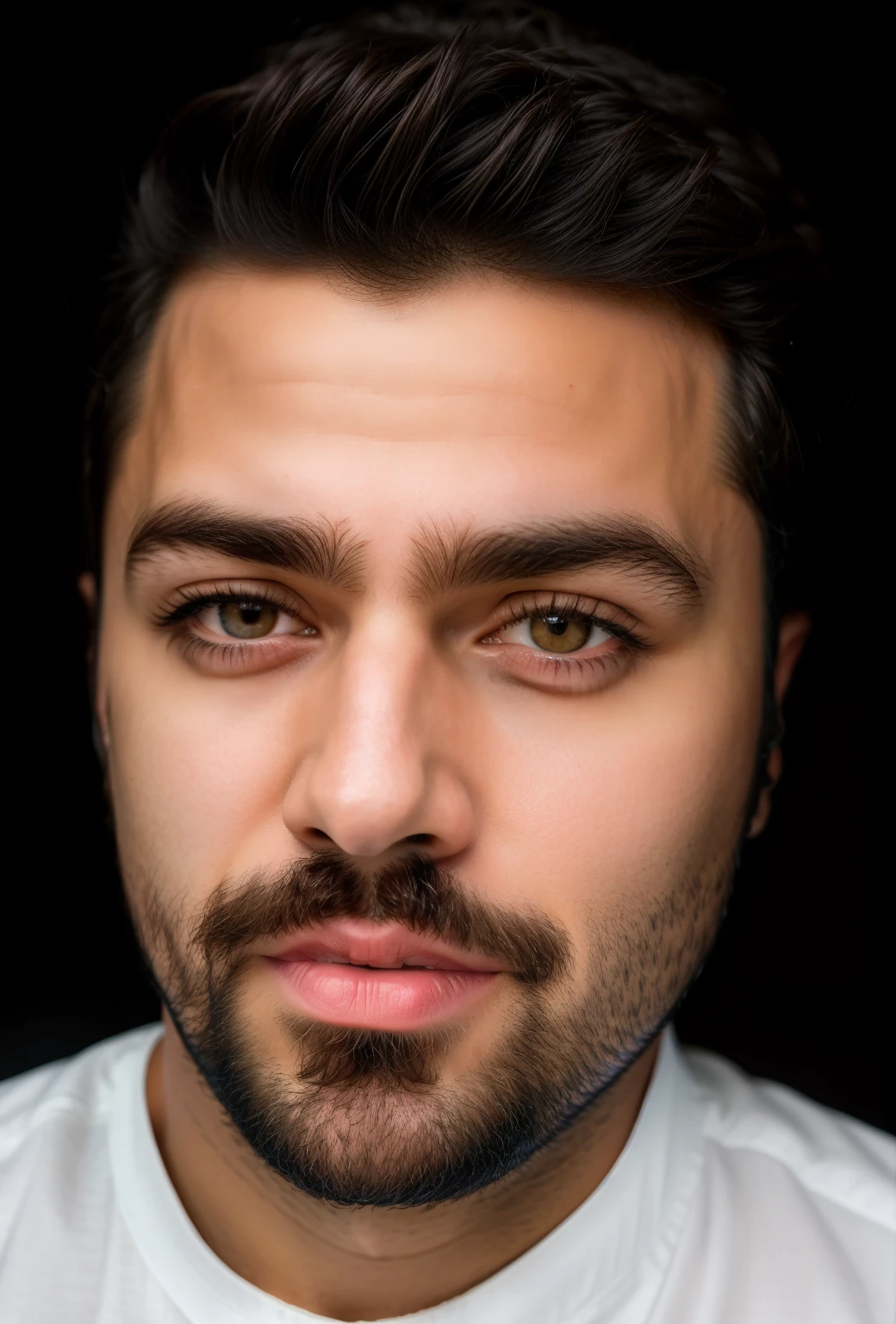 arafed man with a beard and a white shirt looking at the camera, closeup headshot portrait, full face portrait, detailed unblurred face, ultra detailed portrait, portrait shot 8 k, full face close up portrait, cinematic headshot portrait, 7 0 mm portrait, real detailed face, full - face close - up portrait, face retouched, headshot profile picture