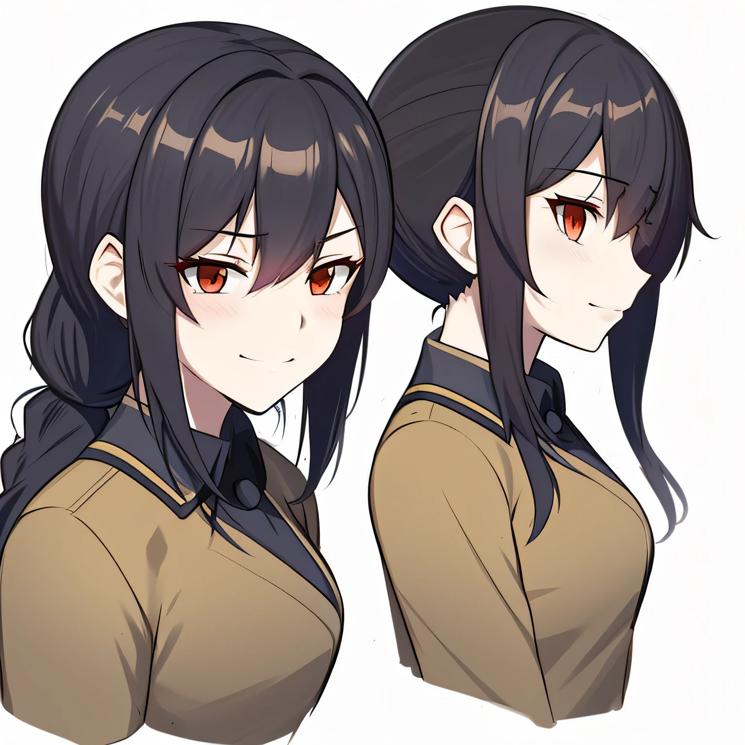 Anime - stylistic image of a woman with long hair and ponytail, anime moe art style, girls frontline style, Kantai collection style, cushart krentz, from girls frontline, Girls Frontline CG, Artgerm and Atey Ghailan, a-1 pictures, very slightly smiling, Girl Front, Fine details. Girl Front, seifuku