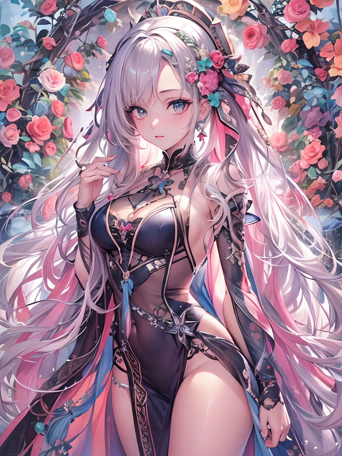 (masterpiece, top quality, best quality, official art, beautiful and aesthetic:1.2),
1girl,pasties,
very_long_hair,extreme detailedcolorful,highest detailed,