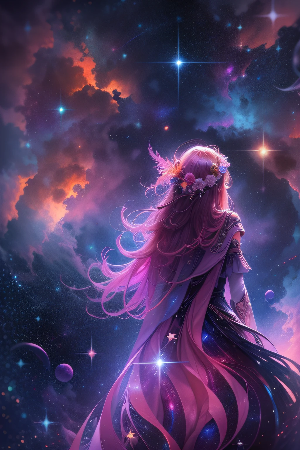 As estrelas，The stars twinkle，galactic，Creative，High color，Colorful，Realistic，Colorful，8K，high resolution，Space style，mistic，Cosmic style，hyper realisitc