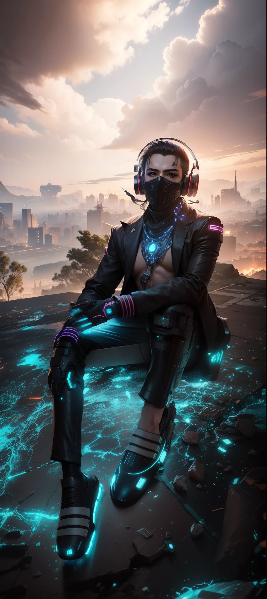 Change background cyberpunk handsome boy, realistic face,8k, ultra realistic