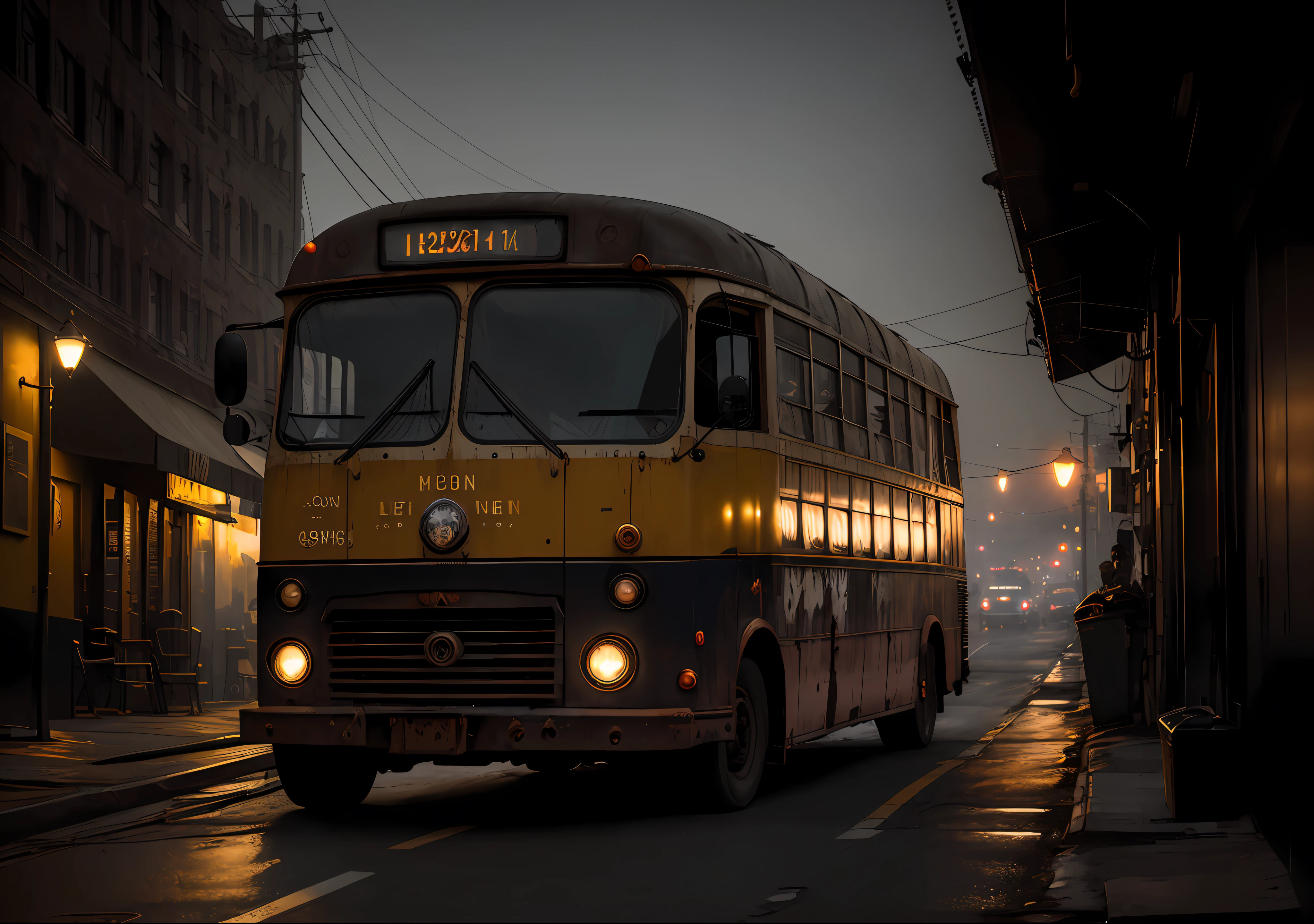 Keanu Reeves dark photo: sitting next to an old bus, realistic epic, portrait, eyes of Atey Ghailan, Greg Rutkowski, Greg Tocchini, James Gilleard, Joe Fenton, Kaethe Butcher, yellow gradient, black, brown and magenta color scheme, grunge aesthetic!!! Graffiti brand wall background, art by Greg Rutkowski and Artgerm, soft cinematic light, Adobe Lightroom, Photo Lab, HDR, intricate, highly detailed, (depth of field: 1.4), faded, (neutral colors: 1.2), (HDR: 1.4), (soft colors:1.2), hyperdetailed, (Artstation:1.4), cinematic, warm lights, dramatic light, (intricate details:1.1), complex background, (Rutkowski:0.66), (blue and orange:0.4)
