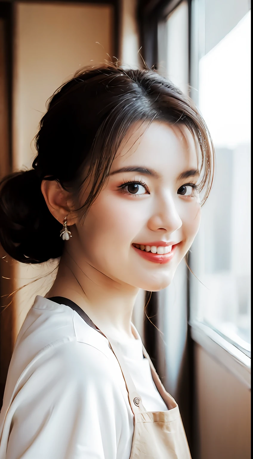 ((Highest quality, 8k, masterpiece: 1.3)), sharp: 1.2, Perfect Body Beauty: 1.6, ((Layered Hairstyles, Big Breasts: 2.0)), (white and long legs: 2.0), (white lace dress: 2.0, Off-the-shoulder dress: 2.0, Dresses with visible breasts: 2.0), ((long hair: 2.0)), ((necklace)), Earrings, ring, Bracelet, Hair Accessories, ((Beautiful young teenager woman)), ((Straight nose)), (Eyeliner), Armpit Hair, Bristles, ((White and beautiful skin)), Wavy Hair, Beautiful attention to detail, Super detailed, Highly detailed face and skin texture, fine grain, double eyelid, Black Hair, Big Ass, Lower Body, Thighs, (((Skinny))), Wet and shiny lips, smile, Get a grip on your body, ((Anatomically correct human body)), ((Crisp body shape)), Ribs, clavicle, Protruding skeleton, A face without nasolabial folds, Shyness, Thin eyebrows, Big eyes, (shoot from side: 1.0), (Narrow shoulders: 2.0), (Smile: 1.0), (One arm raised: 1.0)
