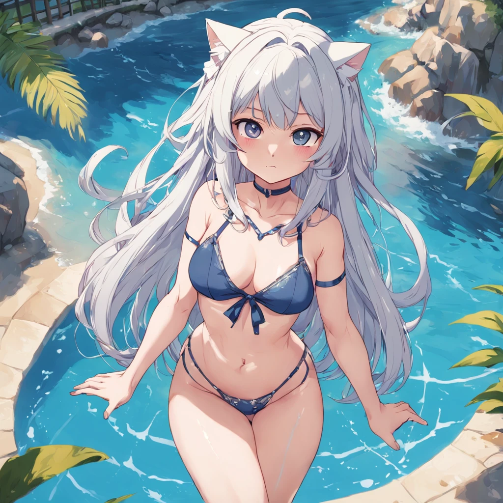 Anime arte, fine stroke, line art, garota, cabelo longo, colorido, pele clara, posando para foto, sexy, magra, pele clara, orelhas de gato, cauda de gato, sbikini, pose atraente, , lolijovem, sentada, see-through bikini, adolescente, garota de anime, personagem de anime, corpo magro, garota jovem, roupa sensual, sensual position, garota de anime sentada, super fine illustrations, uma menina dcm de altura, hentai, ecchi, pornô, fan service, feminilidade, Personagem original, Retrato de uma garota incrivelmente bonita, Pequeno, Delicado, Belo rosto atraente, cintura fina, (Alta Qualidade, incredible details: 1.25)