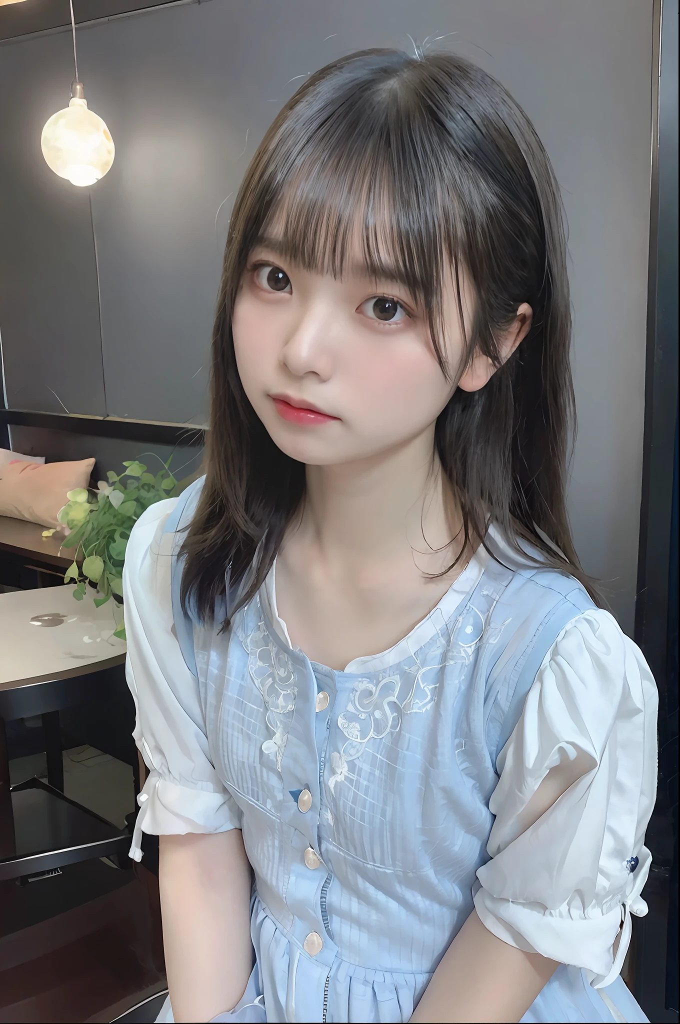 NSFW、highestdetailed、hightquality、Delicate beautiful girl、Girl with beautiful hair、natta、Moon Night、nebulas、outside of house、White cardigan、Light blue and floral dress、delicate glow、full body Esbian、cross arms behind back、Ultra high definition body、About 16 years old、A dark-haired、Beautiful long hair、delicate and beautiful face、cute expression、piercings、illuminated by the moonlight、Wallpaper 8k CG、Ultra-Precision Fine、Ultra-Precision Fine