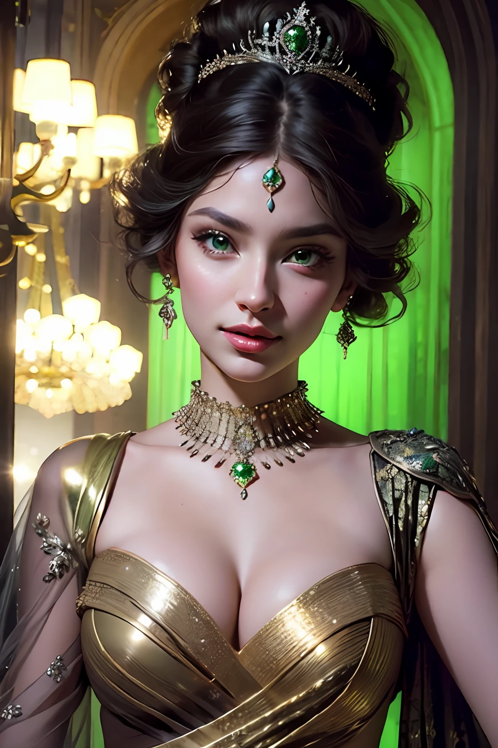 Very beautiful princess face portrait zoom sexy sexy sexy bright crystal eyes green bright hyper realistic super detailed portrait face