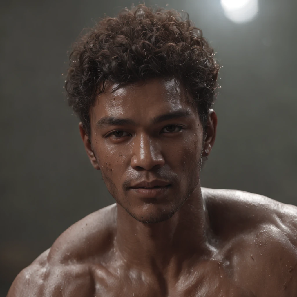 (professional 3d render:1.3) af (Realistic:1.3) most beautiful artwork photo in the world,Features soft and shiny male heroes, ((artistic nude afro-Japanese, dynamic pose )), full body 8k unity render, action shot, skin pore, very dark lighting, heavyshading, Detailed, Detailed face, (vibrant, photograph realistic, Realistic, Dramatic, Dark, Sharp focus, 8K), (Old leather garments damaged by weathering:1.4), ((((Wear wet silk)))), (Intricate:1.4), decadent, (Highly detailed:1.4), Digital painting, rendering by octane, art stations, concept-art, smooth, Sharp focus, illustration, Art germ, (loish:0.23), wlop ilya kuvshinov, and greg rutkowski and alphonse mucha gracias, (Global illumination, Studio light, volumettic light), heavy rain, particles floating, lotr, fantasy, elf, full bodyesbian, ((Dark and ancient city background:1.3)),CGSesociety,art stations