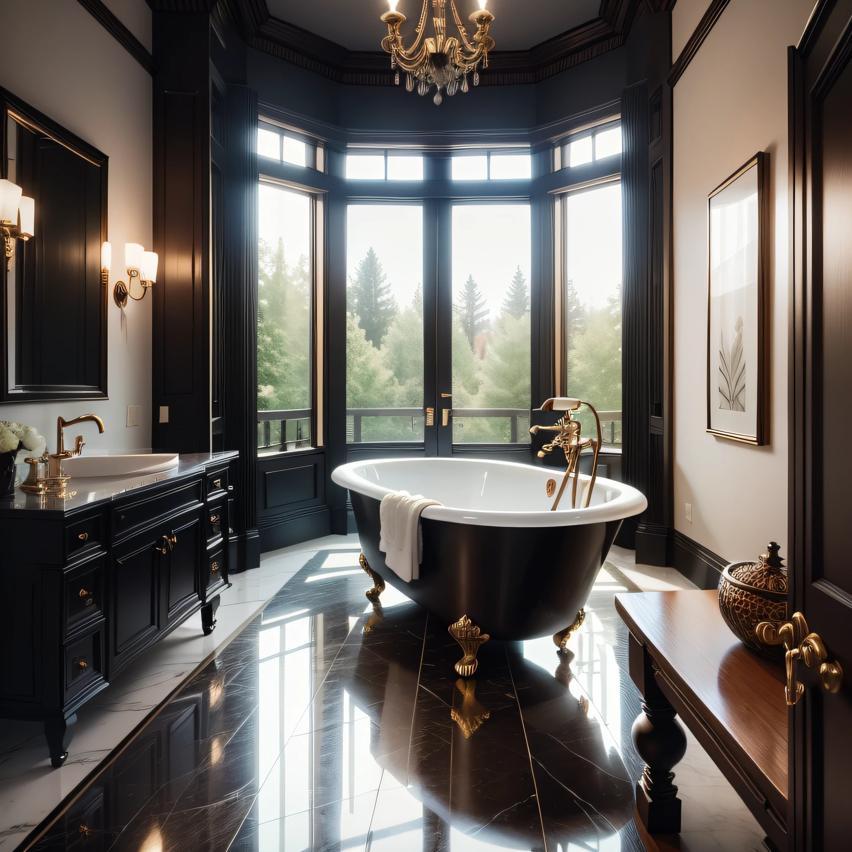 black master bathroom with beautifully decorated black master bathroom