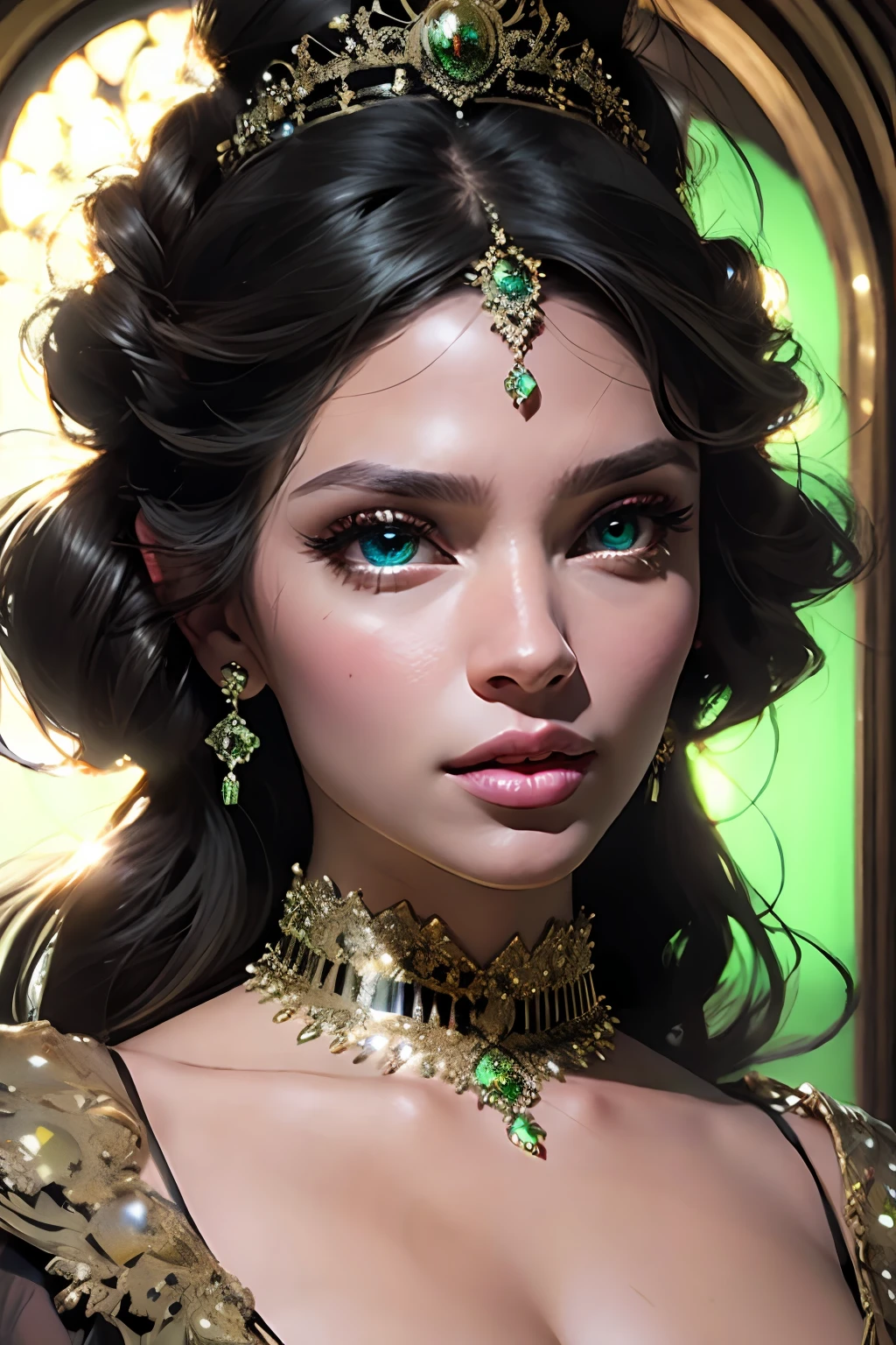 Very beautiful princess face portrait zoom sexy sexy sexy bright crystal eyes green bright hyper realistic super detailed portrait face