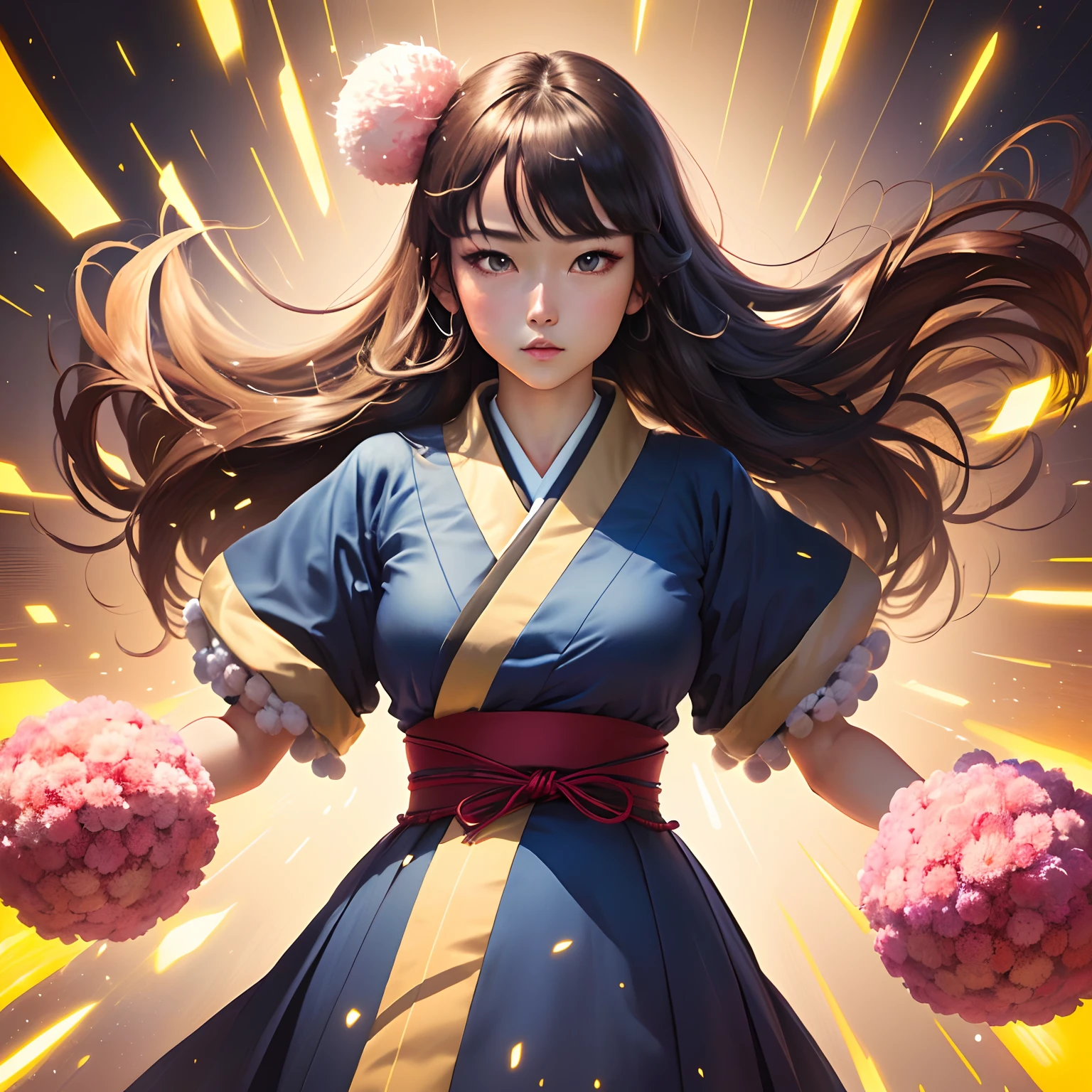 masutepiece, jpn,Best Quality, Illustration, Ultra-detailed, finely detail, hight resolution, 8K Wallpaper, Perfect dynamic composition, Beautiful detailed eyes, komono ,Pompom, Natural Color Lip,