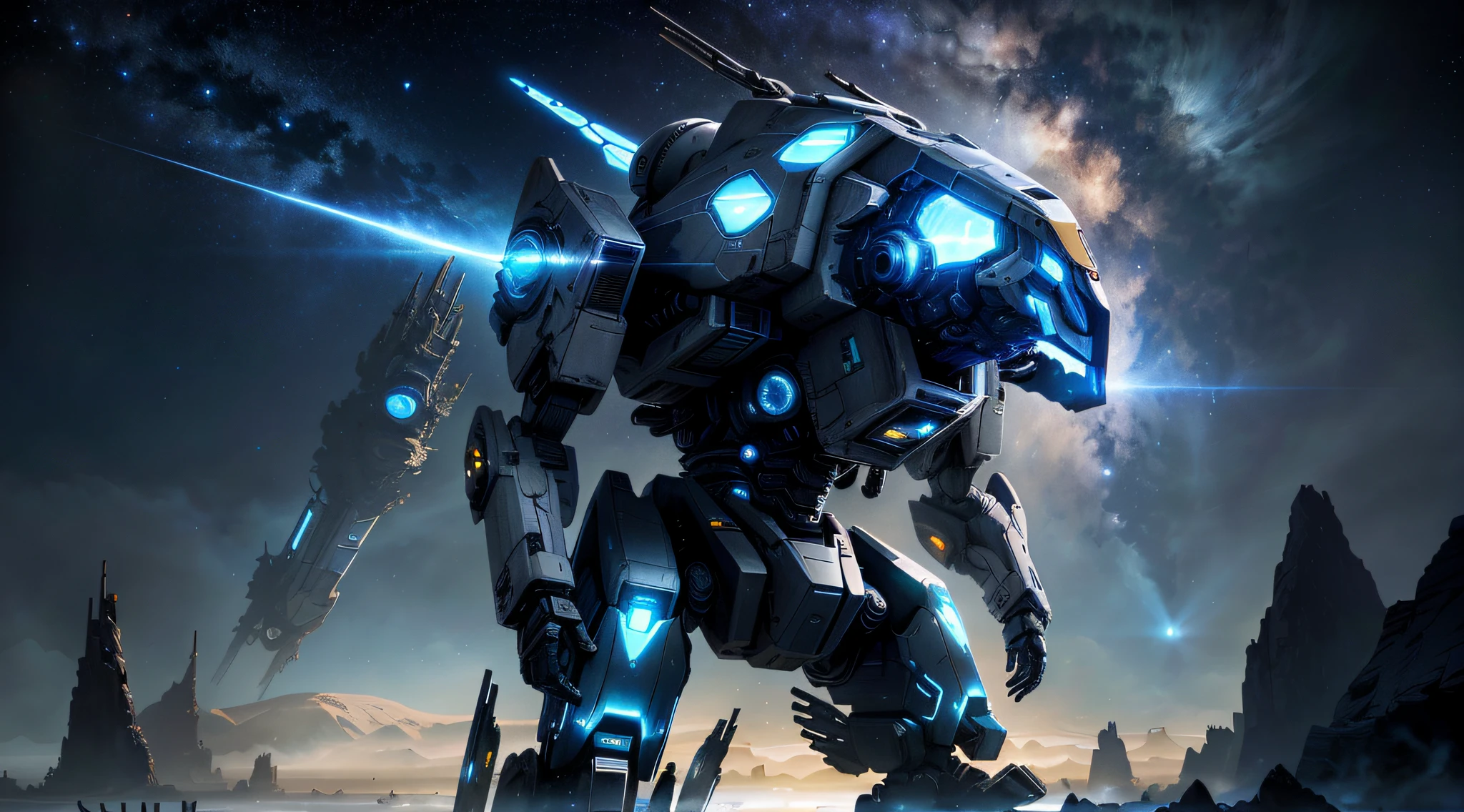 mechs，Iron and steel，Starfleet，starrysky，alien planet，karo