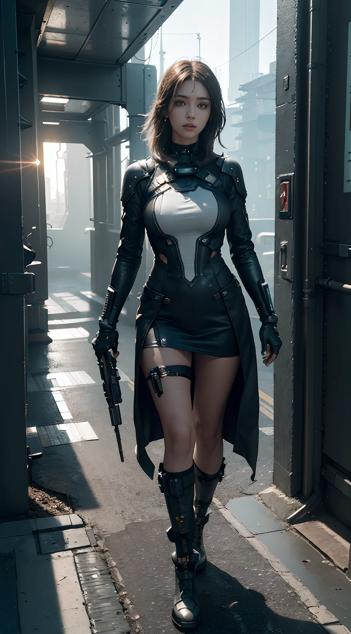 ((Best quality)), ((masterpiece)), (detailed:1.4), 3D, an image of a beautiful cyberpunk female,HDR (High Dynamic Range),Ray Tracing,NVIDIA RTX,Super-Resolution,Unreal 5,Subsurface scattering,PBR Texturing,Post-processing,Anisotropic Filtering,Depth-of-field,Maximum clarity and sharpness,Multi-layered textures,Albedo and Specular maps,Surface shading,Accurate simulation of light-material interaction,Perfect proportions,Octane Render,Two-tone lighting,Wide aperture,Low ISO,White balance,Rule of thirds,8K RAW,