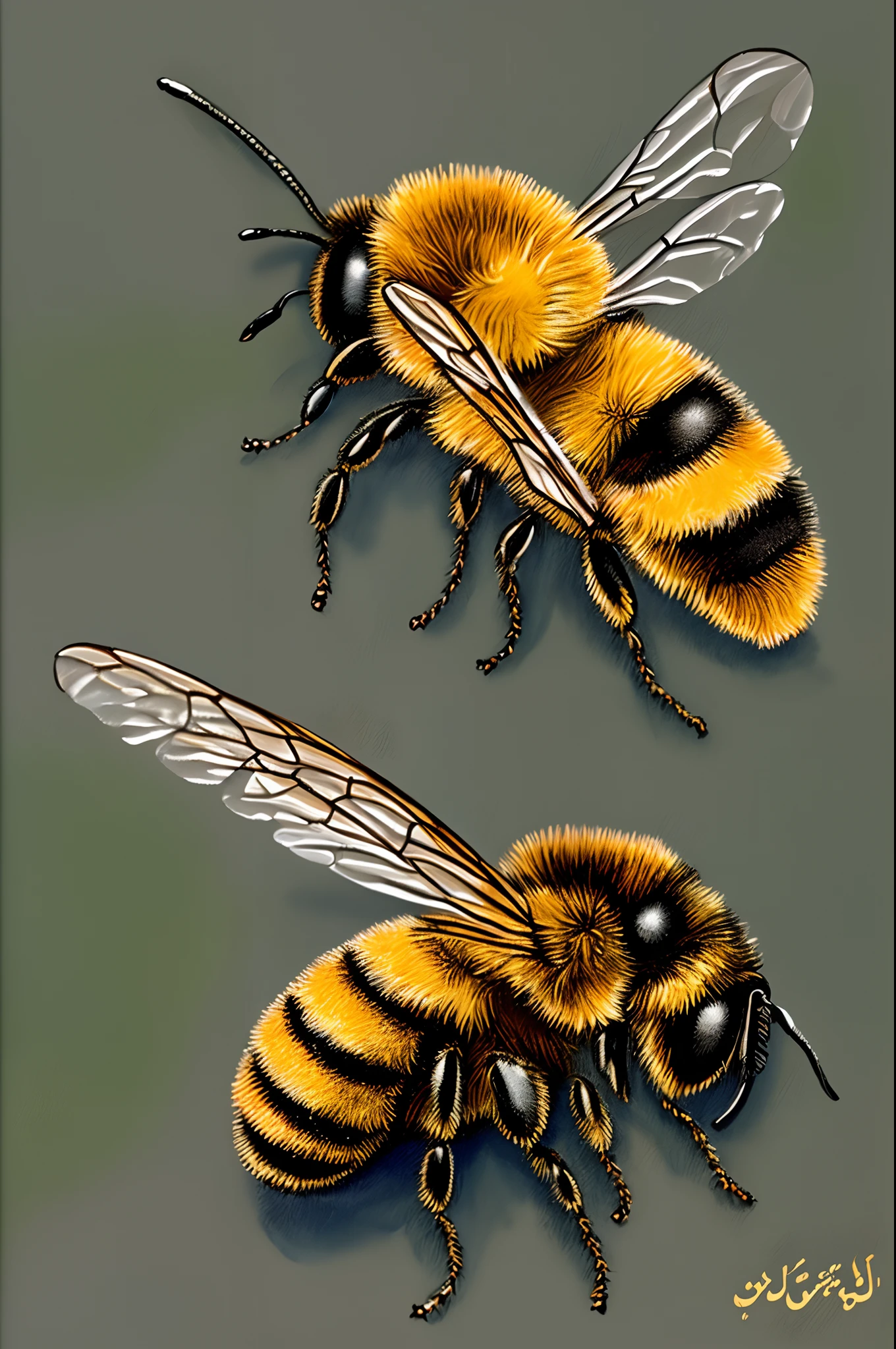 A painting of a bee representing the bees described in Quran verses