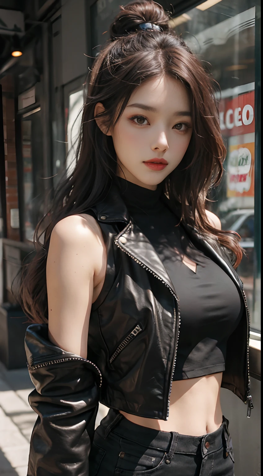 best qualtiy,tmasterpiece,超A high resolution,(真实感:1.4),RAW photogr,1girll,cropped shoulders,in the darkness nigth,deep shading,low tune,cold light,Square face with charming eyes,A sweet smile,((Wearing a SWAT uniform:1.8)),parks,lakes,the woods,((Rose flower:1.5,)),A high resolution