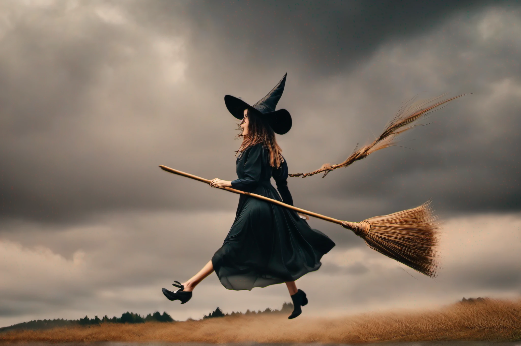 Witch flying on a broom