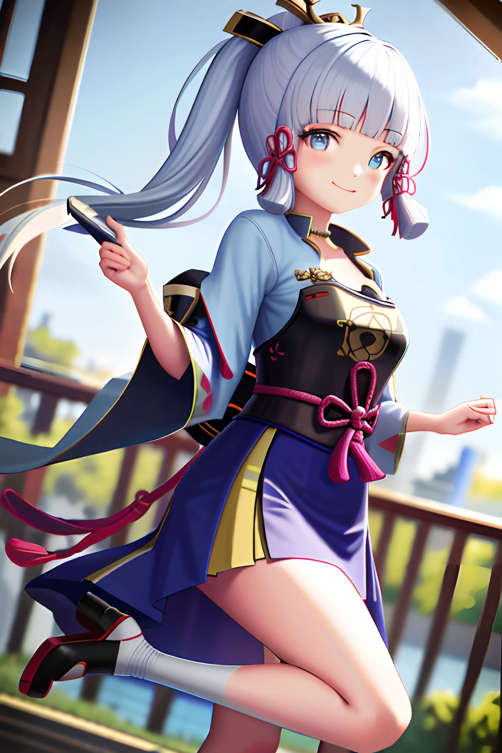 masterpiece, highres, best quality, 1girl solo, kamisato_ayaka, smile, kimono