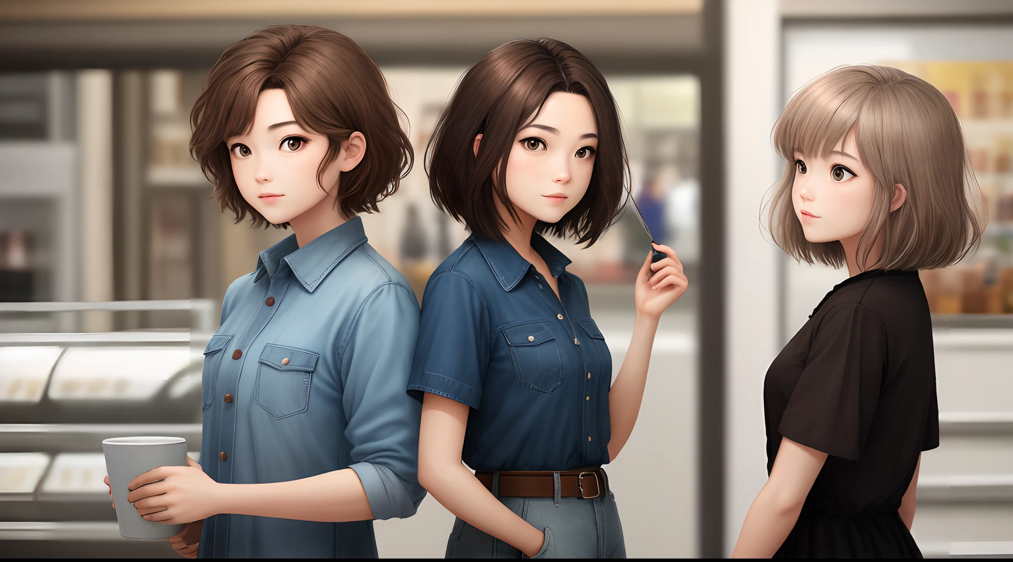 Short brown hair
Two-dimensional