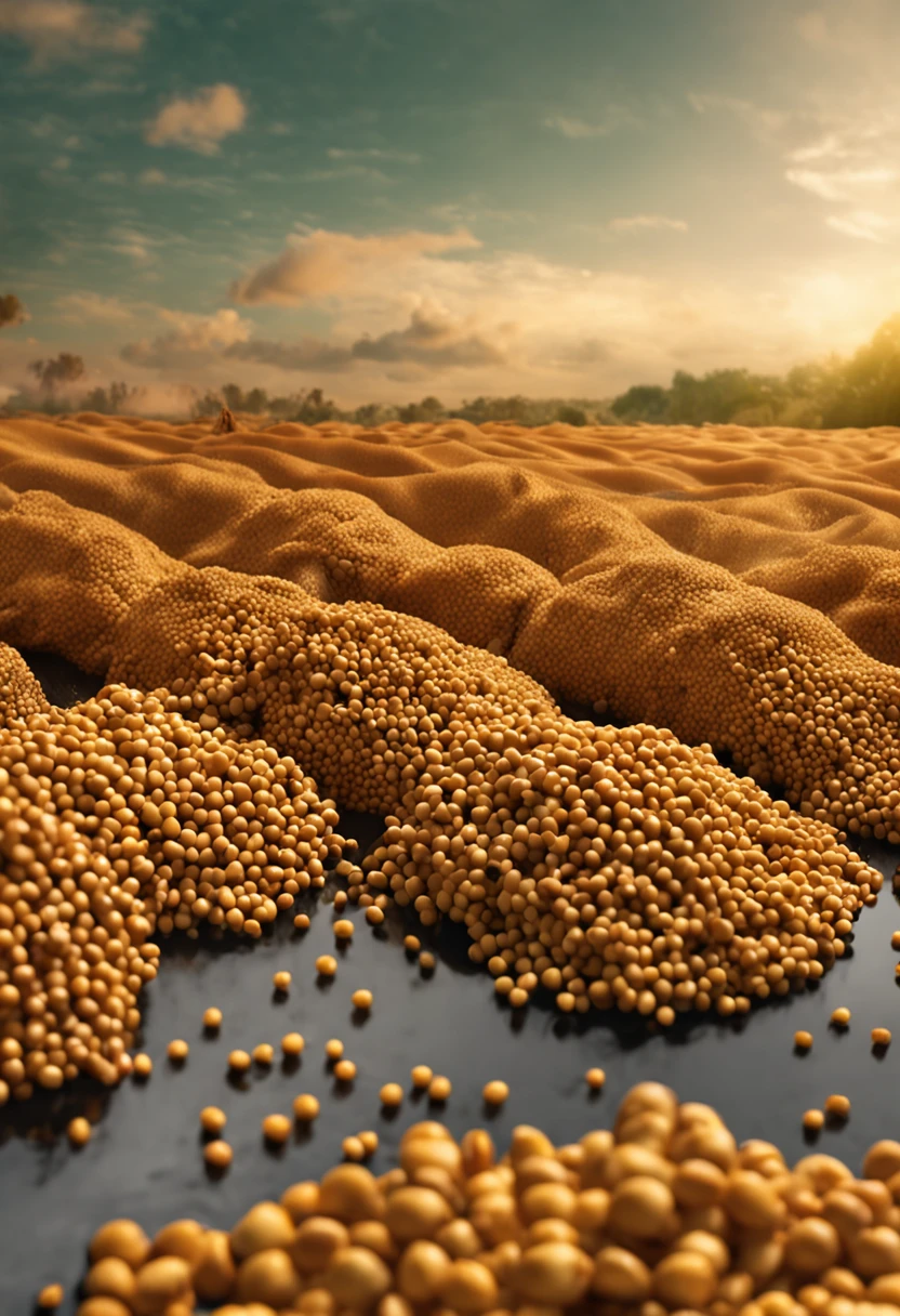 Grab soybeans with one hand,Sprinkle on the surface of the water