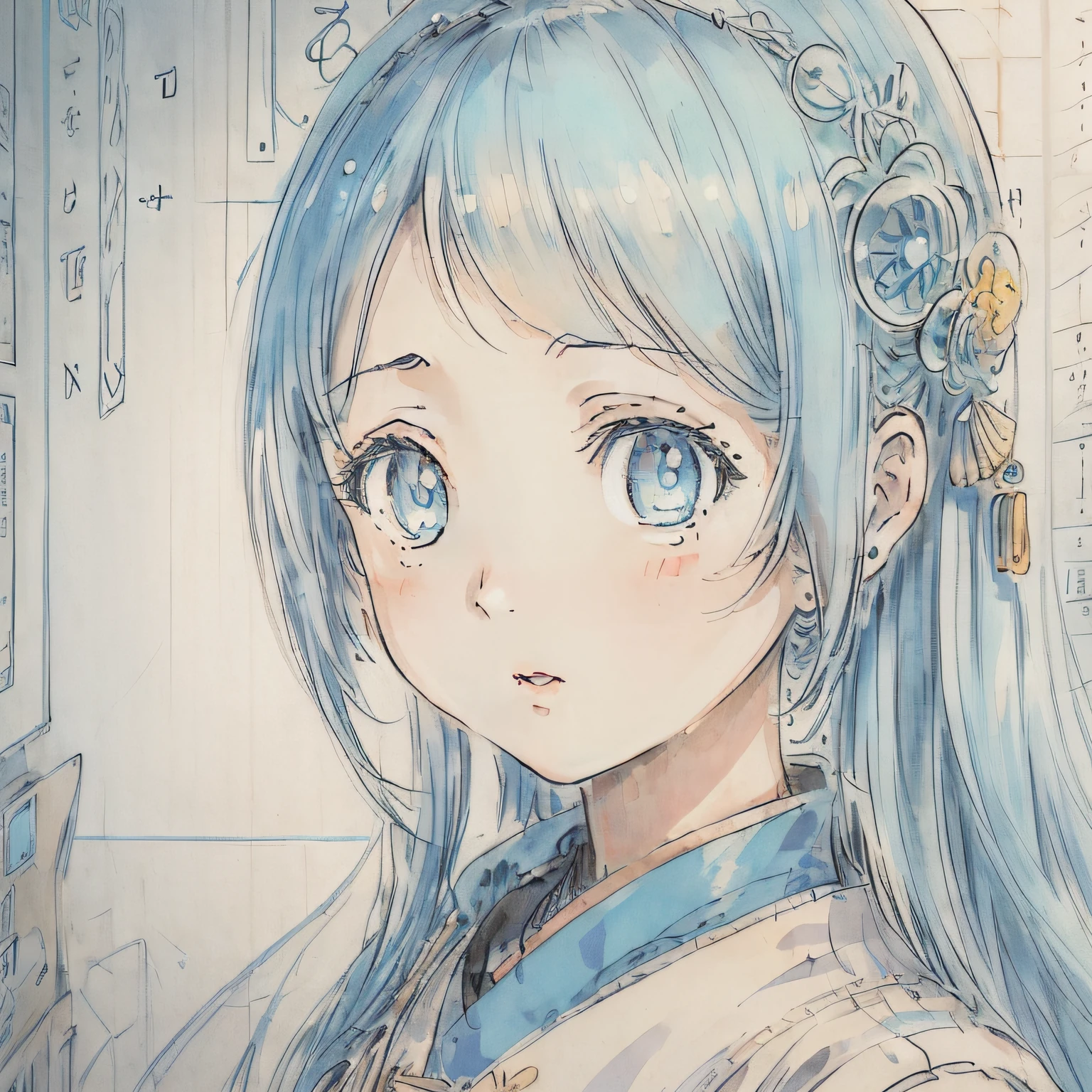 impasto,((((1girl)))),Metaverse,original,((an extremely delicate and beautiful)),(cyan theme),((intricate detail)),((((ultra-detailed))),((illustration)),(((masterpiece))),((extremely detailed CG unity 8k wallpaper)),highlight,sharpening,detailed face,((Perfect details)),(binary numbers),Science fiction,sense of digital,cold light,((data in the eyes)),((data adorns hair)),0 and 1 code,digitization,Running data,system screen,mathematical equation,young girl,(solo),(yubao)
