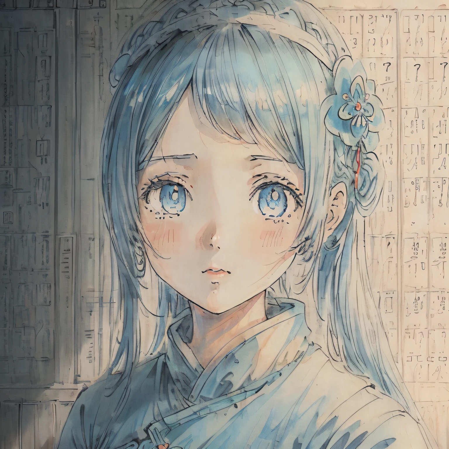 impasto,((((1girl)))),Metaverse,original,((an extremely delicate and beautiful)),(cyan theme),((intricate detail)),((((ultra-detailed))),((illustration)),(((masterpiece))),((extremely detailed CG unity 8k wallpaper)),highlight,sharpening,detailed face,((Perfect details)),(binary numbers),Science fiction,sense of digital,cold light,((data in the eyes)),((data adorns hair)),0 and 1 code,digitization,Running data,system screen,mathematical equation,young girl,(solo),(yubao)
