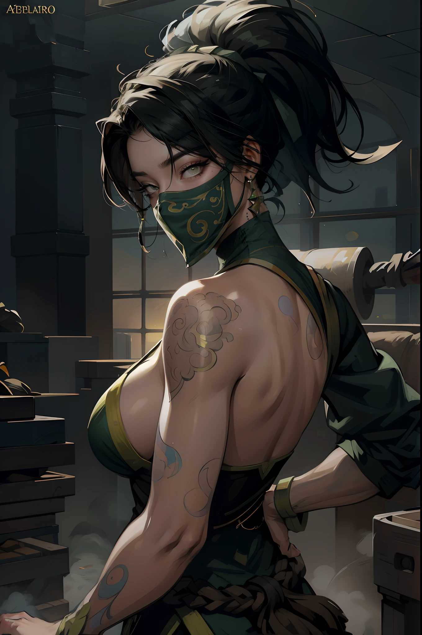 rostros perfecto, rostro definido, rostro akali, ojos verdes