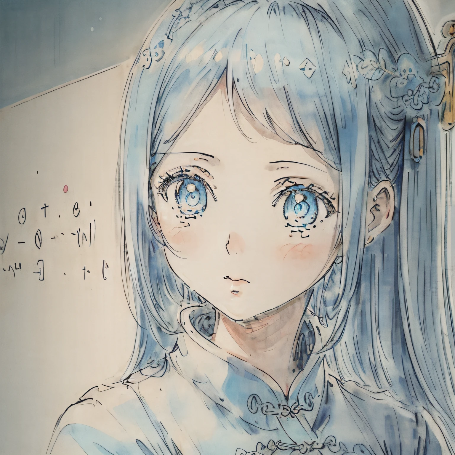 impasto,((((1girl)))),Metaverse,original,((an extremely delicate and beautiful)),(cyan theme),((intricate detail)),((((ultra-detailed))),((illustration)),(((masterpiece))),((extremely detailed CG unity 8k wallpaper)),highlight,sharpening,detailed face,((Perfect details)),(binary numbers),Science fiction,sense of digital,cold light,((data in the eyes)),((data adorns hair)),0 and 1 code,digitization,Running data,system screen,mathematical equation,young girl,(solo),(yubao)
