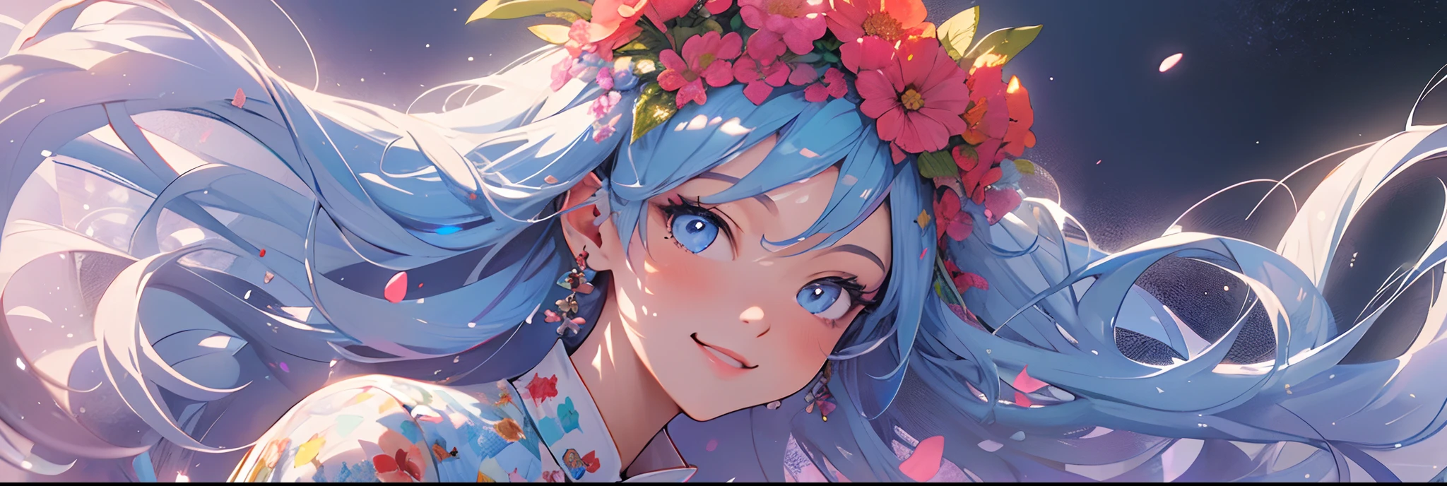 ((flowercrown)),Contemporary art created by tracing traces of colorful ink、masterpiece、ultra-detailliert、pop-art、innocent smiles、eye glass、(1 girl, Solo:1.6),(Cute smile), (Best Impact:1.5), (maximalism:1.7), Vivid contrast, (Realistic), hyperrealistic illustrations, hight resolution, ultra-detailliert, absurderes,(Fractal Art:1.3)、Random hairstyle、Random hair color colorful、FULL BODYSHOT、Retro、Precise focus、randome pose、cinema4d、Drama