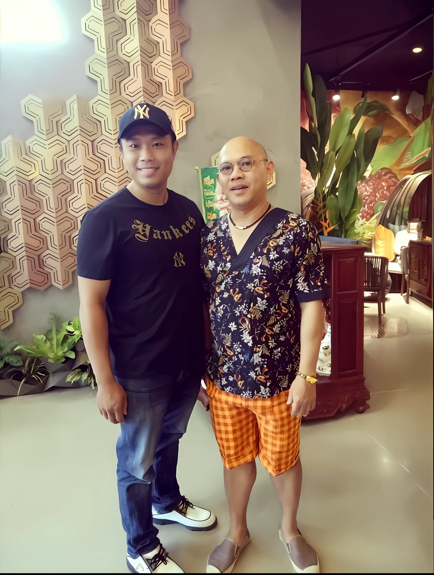 there are two men standing next to each other in a room, ramil sunga, barabas miklos and hollosy simon, at instagram, by Eddie Mendoza, inspired by Willie Ito, inspired by Eddie Mendoza, ron english and eiichiro oda, inspired by Yosa Buson, john picacio and brom, rene lalique and eddie mendoza