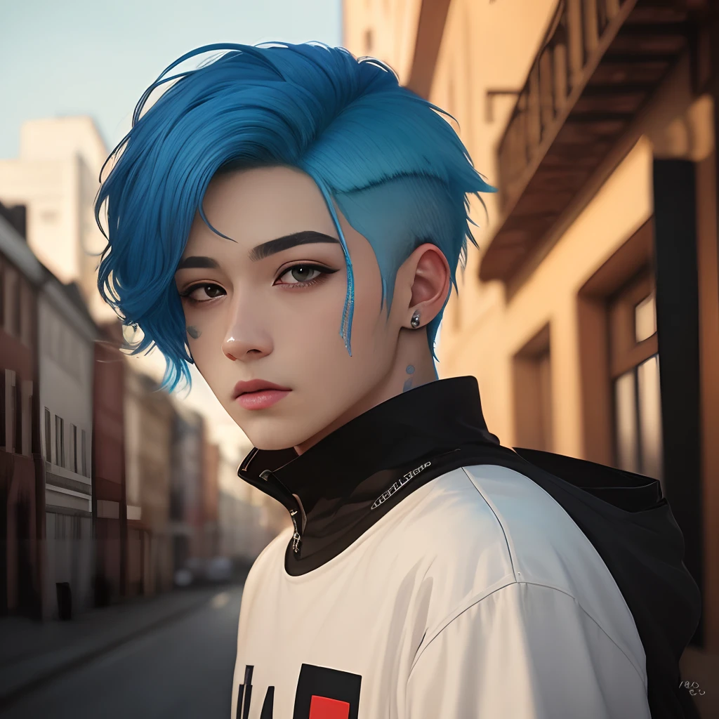 Black Eyes Man Blue Hair