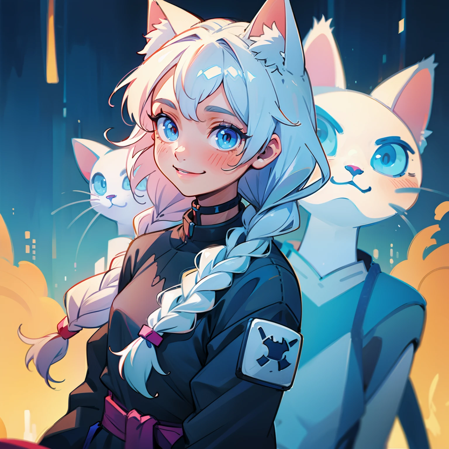 White braided girl,Smile avatar,cat ear