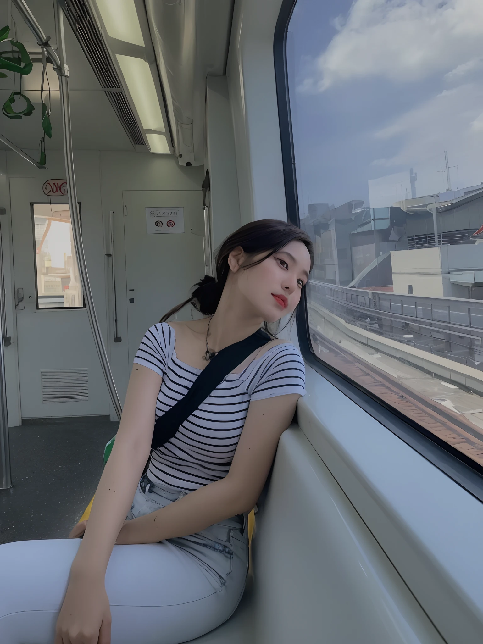 ((Midnight, Best quality, 8k, Masterpiece :1.3)), Whole body, Long legs, Sharp focus :1.2, A pretty woman with perfect figure :1.4, Slender abs :1.1, ((Dark brown hair, Big breasts :1.2)), (White tight tshirt, Jean bib, Standing:1.2), ((Night city view, Rooftop:1.3)), Highly detailed face and skin texture, Detailed eyes, Double eyelid