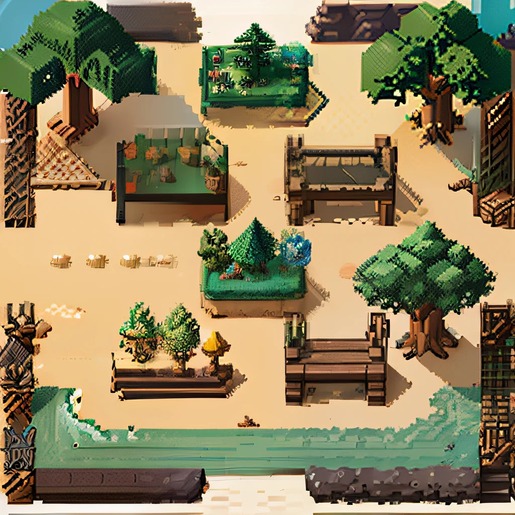 Game elves of beach terrain,8-bit pixel art,four square continuous,2D textures
