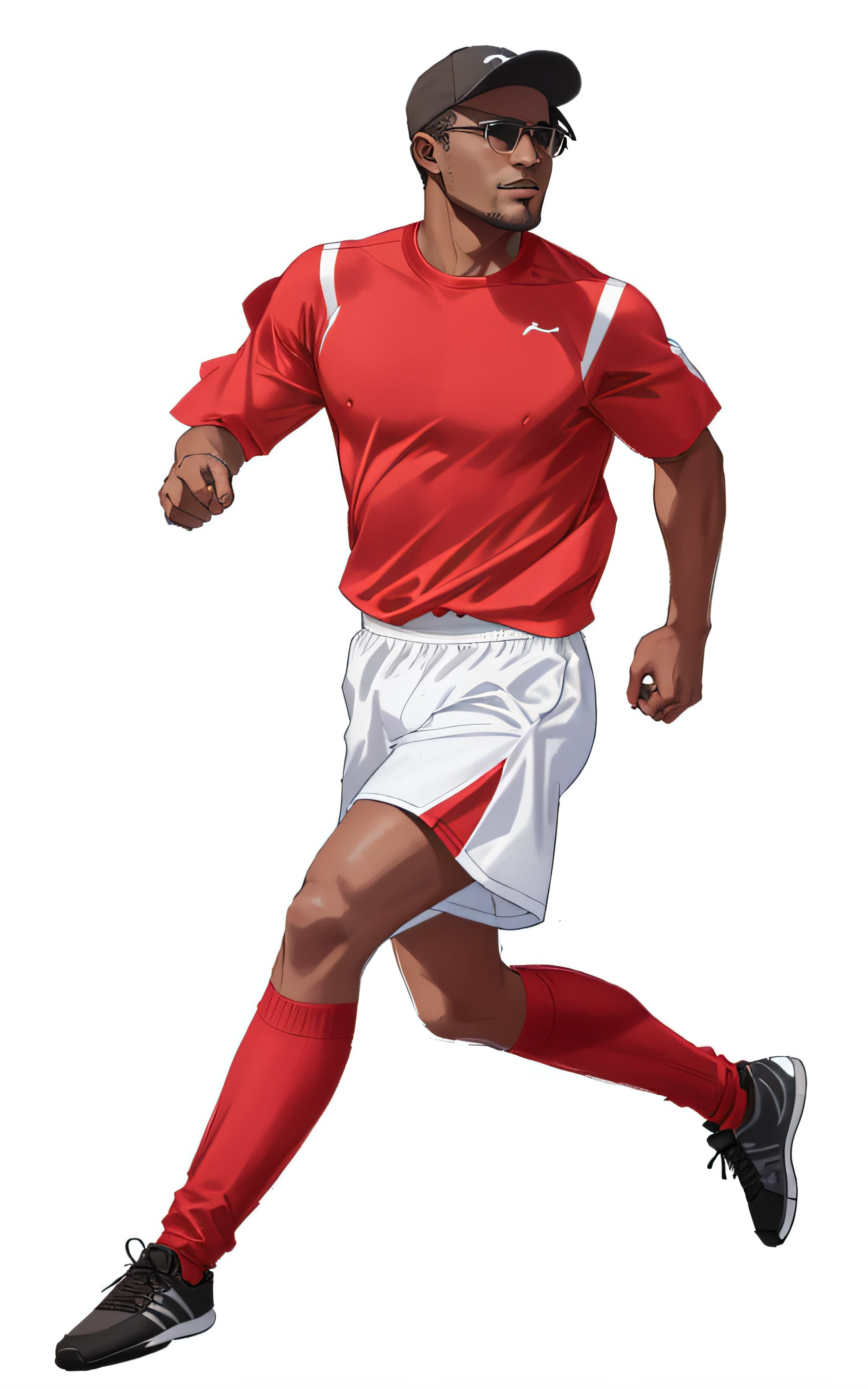 40-year-old black man wearing a hat,Run laterally,athletic sneakers