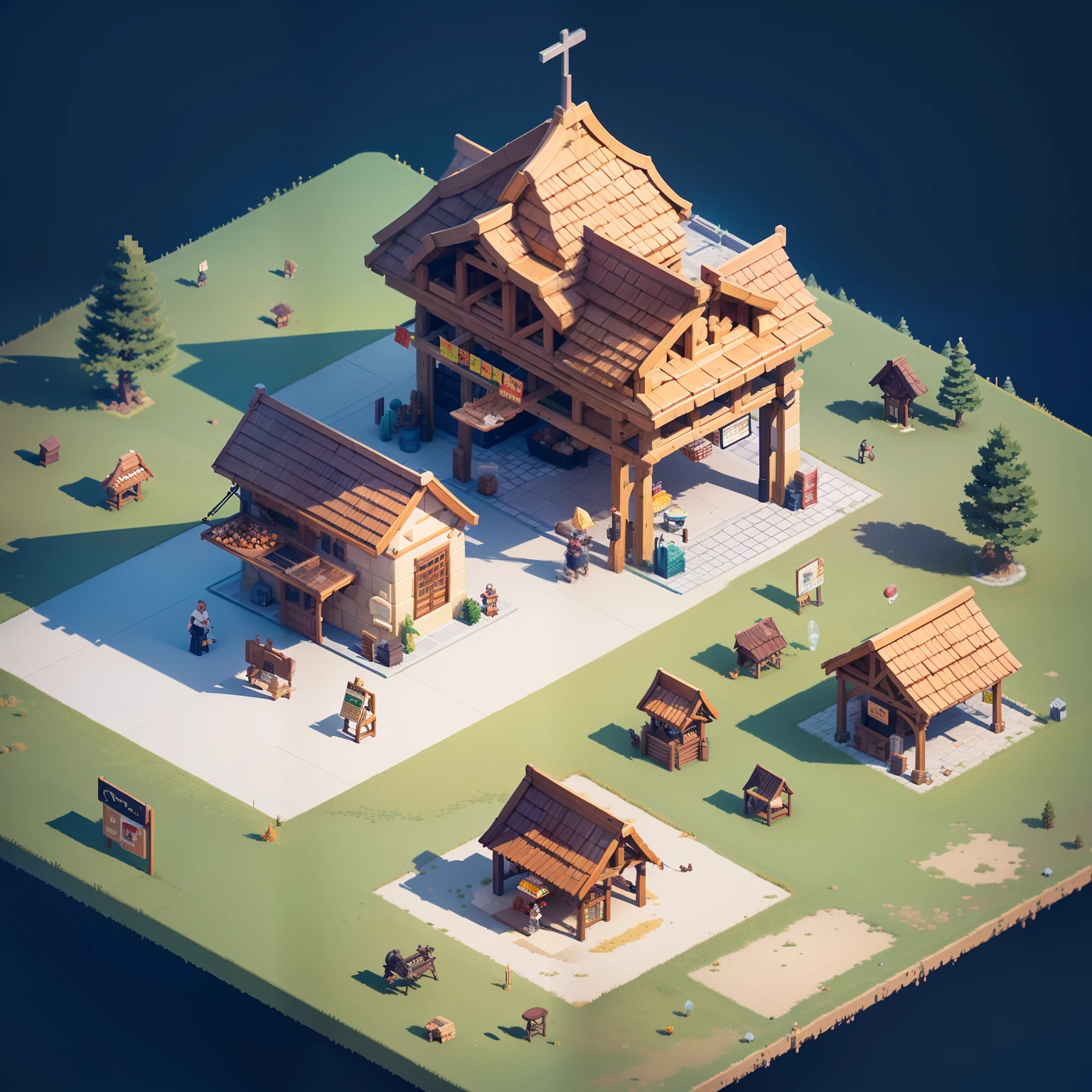 Pixel game scenes，Isometric architecture，Grocery store，