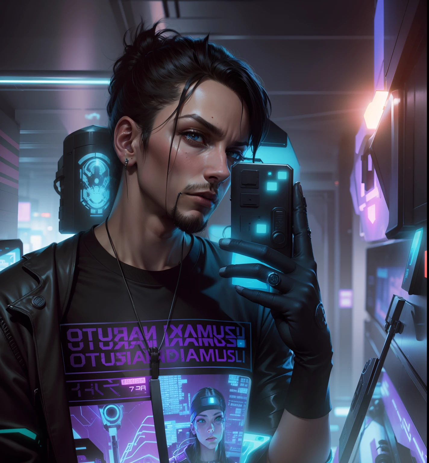 Change background cyberpunk, realistic face