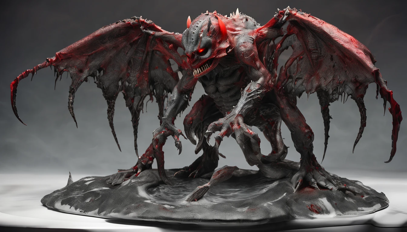 (Aschenhardt Style:1.4), Masterpiece, Best Quality, High Quality,(Dark shapeless creature with dark red glow and red eyes and surrounded by darkness:1.2), (in profile), (Darkness:1.2), Abstraction, Deep Sea, Award-winning photography, Depth of field, HDR, Very detailed, Trending in art stations, Trending in CGsociety, Complex, High detail,(Masterpiece:1.2, Best Quality), (Best Lighting, Very Delicate and Beautiful), (Best Lighting, Very Delicate and Beautiful), (Beautiful Detailed Face), (Detailed Eyes and Detailed Face:1.2), Dark Fantasy, (Young Girl, Little Beast, 1girl, Solo, Crazy Smile, Pale Skin,19 Piercings,((tattoos all over body,Tribal tattoos all over legs)) gray hair, glowing red eyes, dynamic angle, vampire), (get chains, magic circles, graffiti on the wall, in the background)),get demons to be summoned), magic thunder, pointy_ears, fangs,demon wings,demon horns,blood on face,blood rain,blood mist,(depth of field),high contrast,(blood splash:1.4),cowboy shot,full body, black lace up thigh boots,shout, Sacrifice, Magnificent Stage