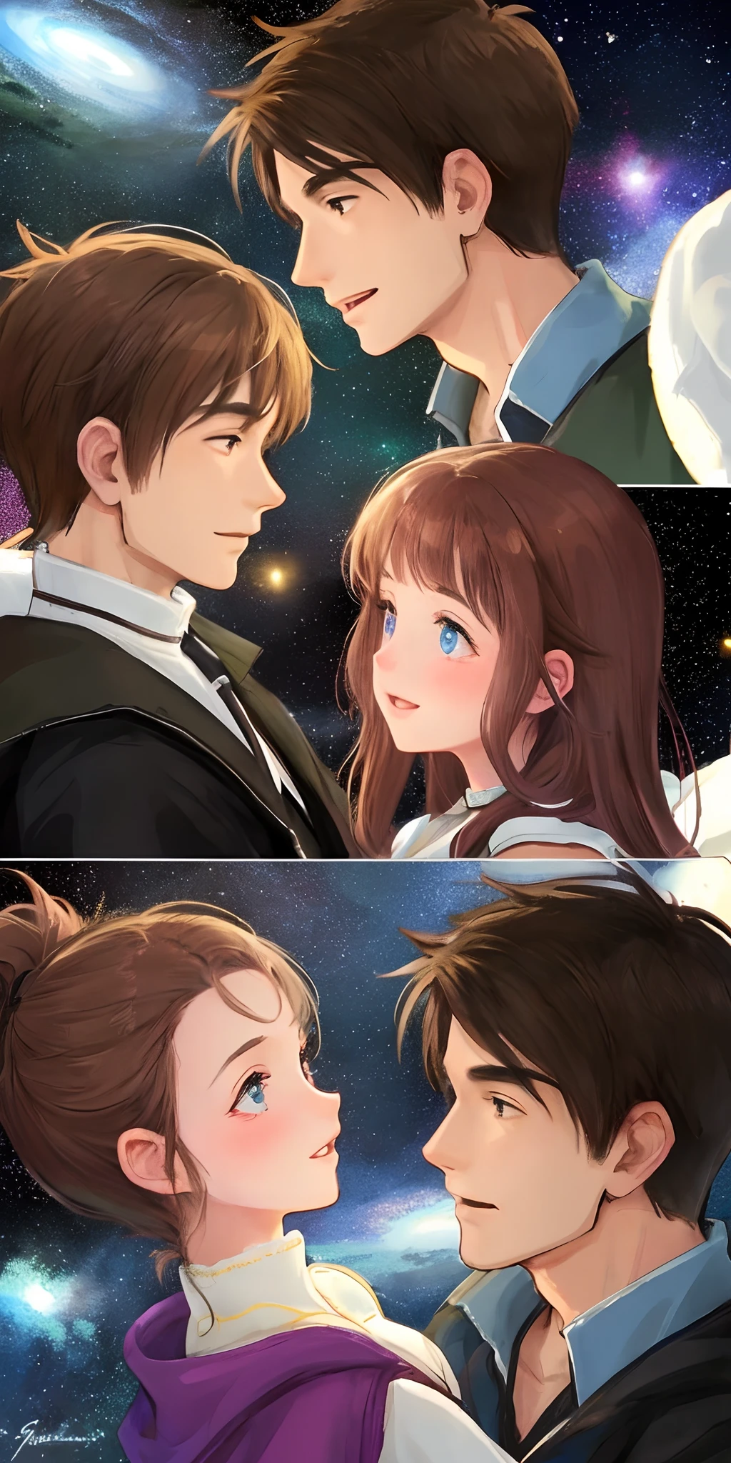 Couple love and galaxy fundo
