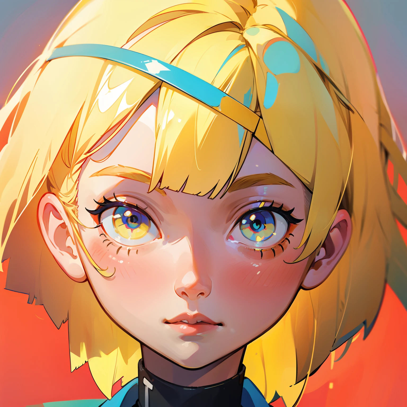 Yellow hair,teens girl,head portrait