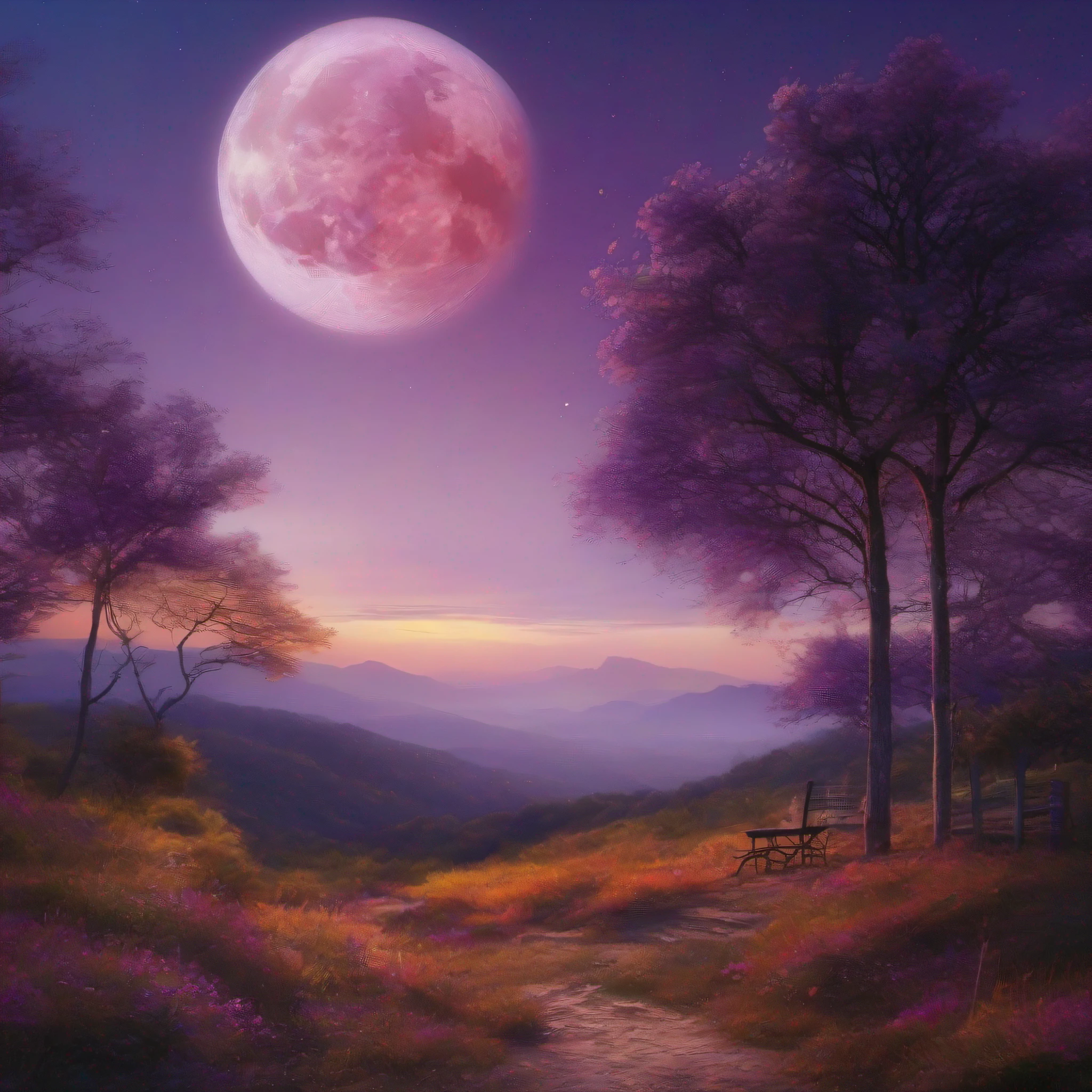 Photos of vast landscapes, (sky and wilderness below) below), (Full Moon: 1.2), (Meteor: 0.9), (Nebula: 1.3), Distant Mountains, Tree Breaking Making Art, (Warm Light Source: 1.2), (Firefly: 1.2), Lights, Purple and Orange, Intricate Details, Volumetric Lighting BREAK (Masterpiece: 1.2), (Highest Quality), 4K, Ultra Delicate, (Dynamic configuration: 1.4), highly detailed and colorful details (iridescent colors: 1.2), (sparkling lighting, atmospheric lighting), dreamy, magical, (solo: 1.2)