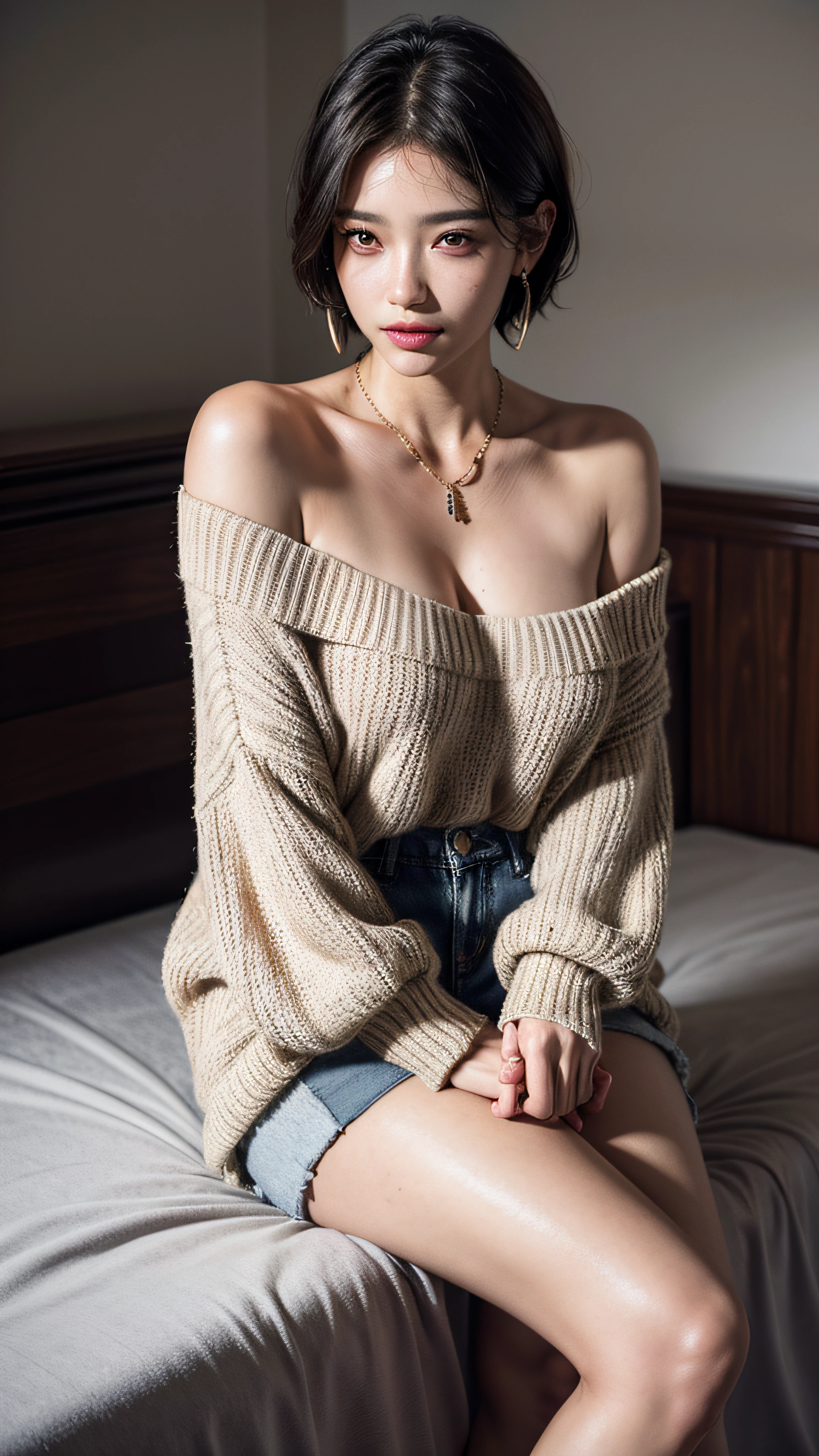 cowboy shot,(((((Nude))))),((((nipples)))),(((sagging breasts))),Ultra-high resolution,big eyes,Japanese,(forehead),(a girl),(1 girl),((17 years old)),((cute)),pretty,((facing at viewer)),arms behind back