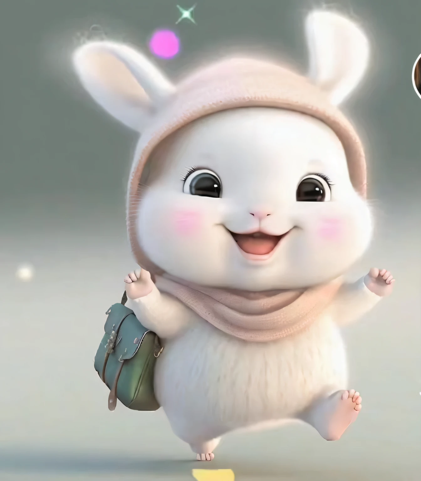 Close-up of cartoon animals wearing hats and scarves, Cute cartoon character, lovely digital painting, cute character, cute anthropomorphic bunny, cute 3 d render, adorable digital art, Cute! C4D, cute cute, Cute detailed digital art, Cute cartoon, super cute and friendly, an animated character, edgBunny_Character, trending on cgstation