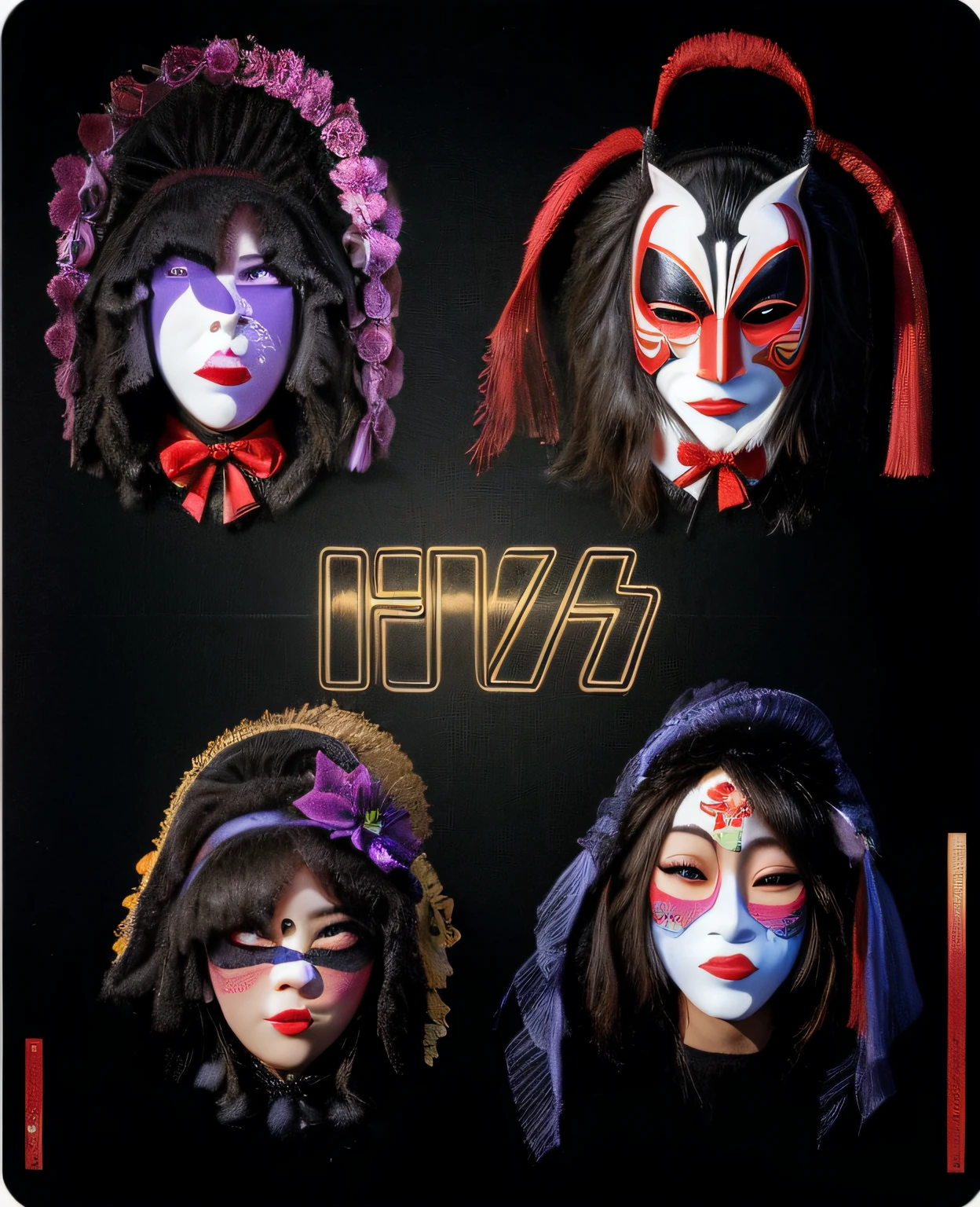 "Generar interfaz de usuario para un juego de lanzamiento de hechizos, Japanese masks".