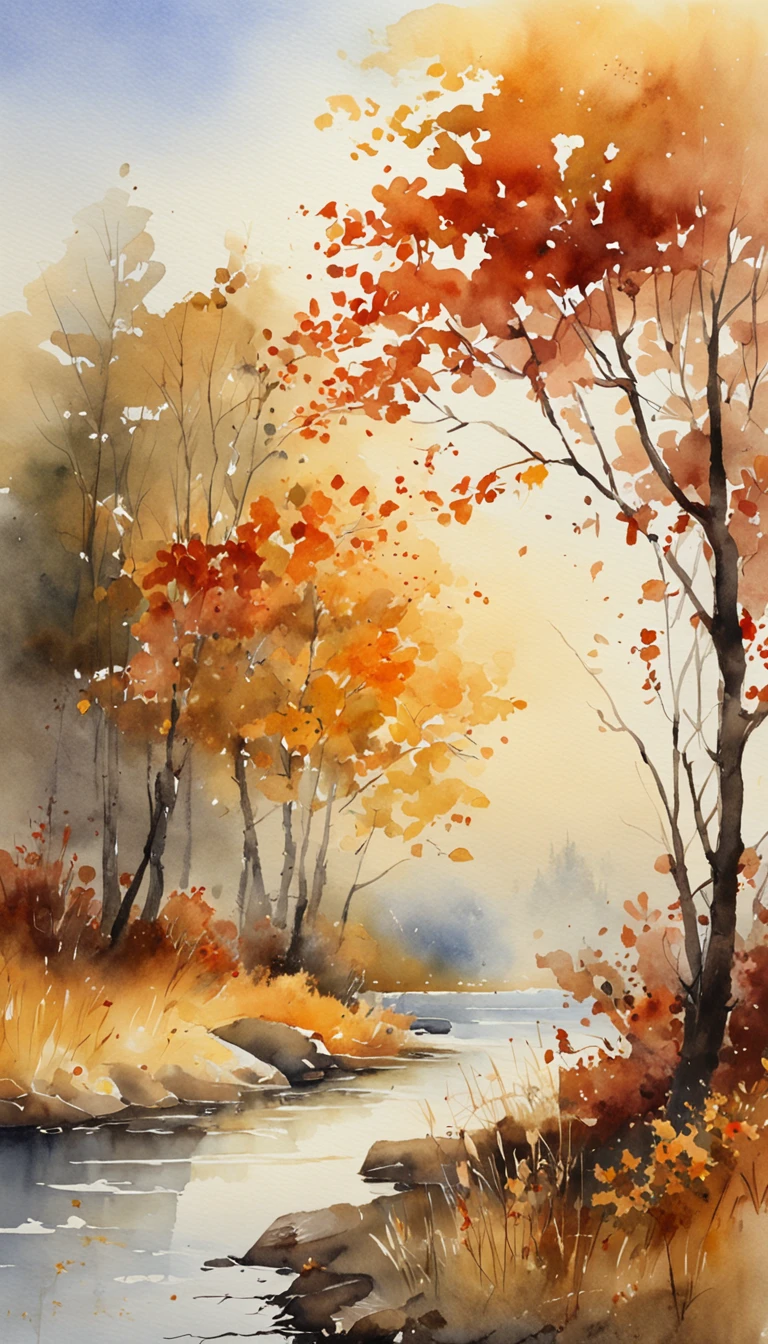 tmasterpiece, top-quality, high detal, Impressionism, Autumn morning, Cruise along the lake in the morning mist, haze, Cinematic light,