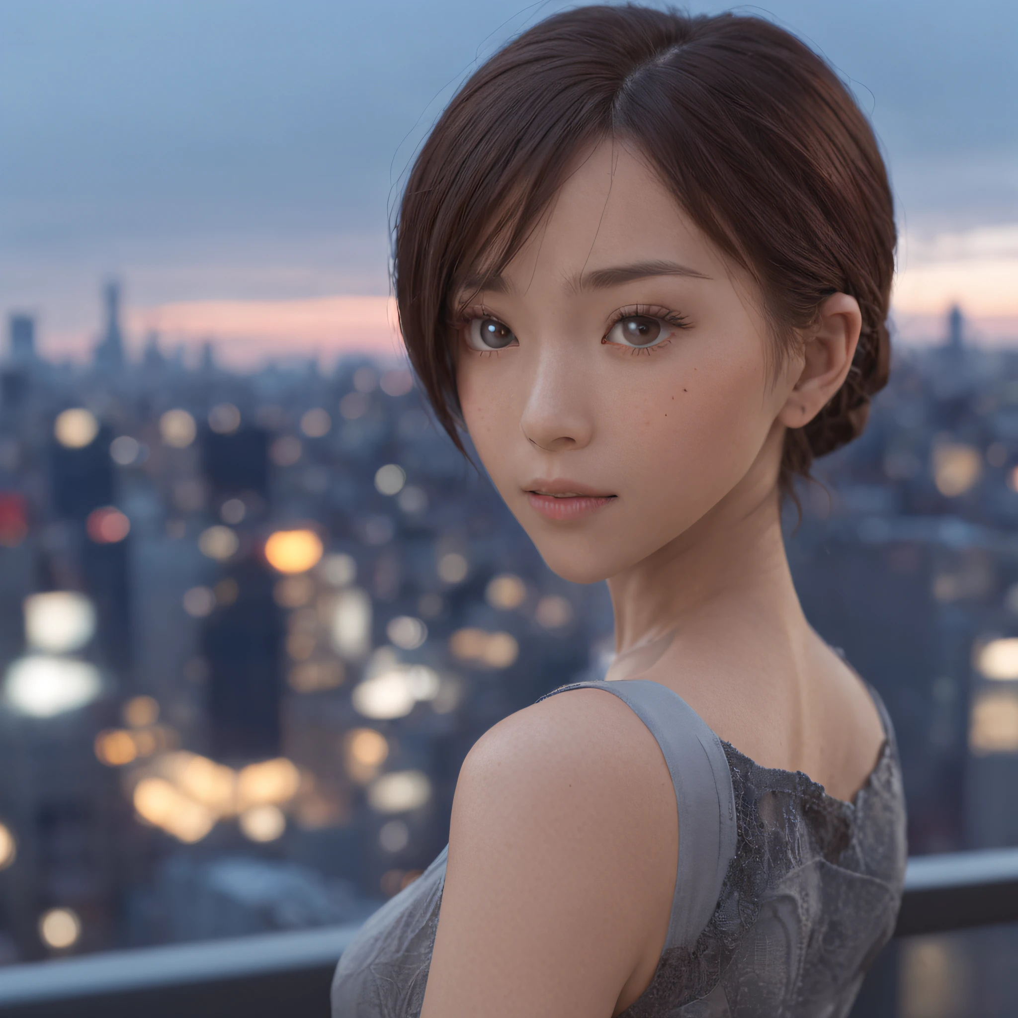 A stylish modern African American, Makoto shinkai style, anime big breast, Japan animation background, 80mm camera lens, wide angles, Night view, Baltimore, Building, Edge, High detail