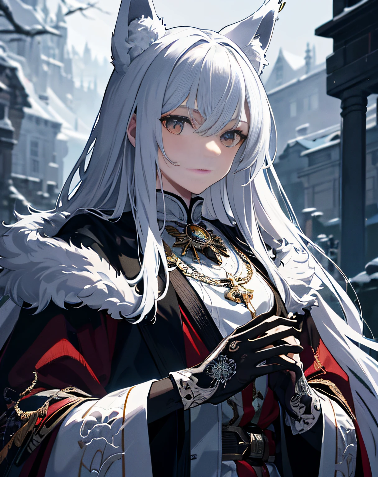 tmasterpiece,best qualtiy,ultra - detailed,very detailed illustration,The is very detailed,Complicated details,A high resolution,super complex detail,Very detailed 8k CG wallpaper,,male people,Winters,The general guarding the North,Witchcraft totem,Interracial clothing,Wolf of Division,Until the harsh winter comes,