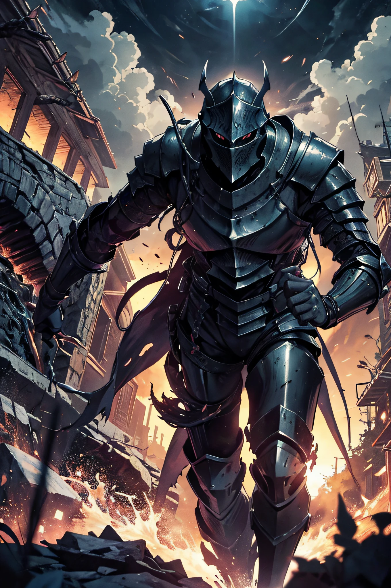 "A brave knight valiantly fending off the relentless assault of menacing tentacles from an eldritch horror creature, capturing the essence of a dynamic manga panel with intricate linework and striking manga shading."