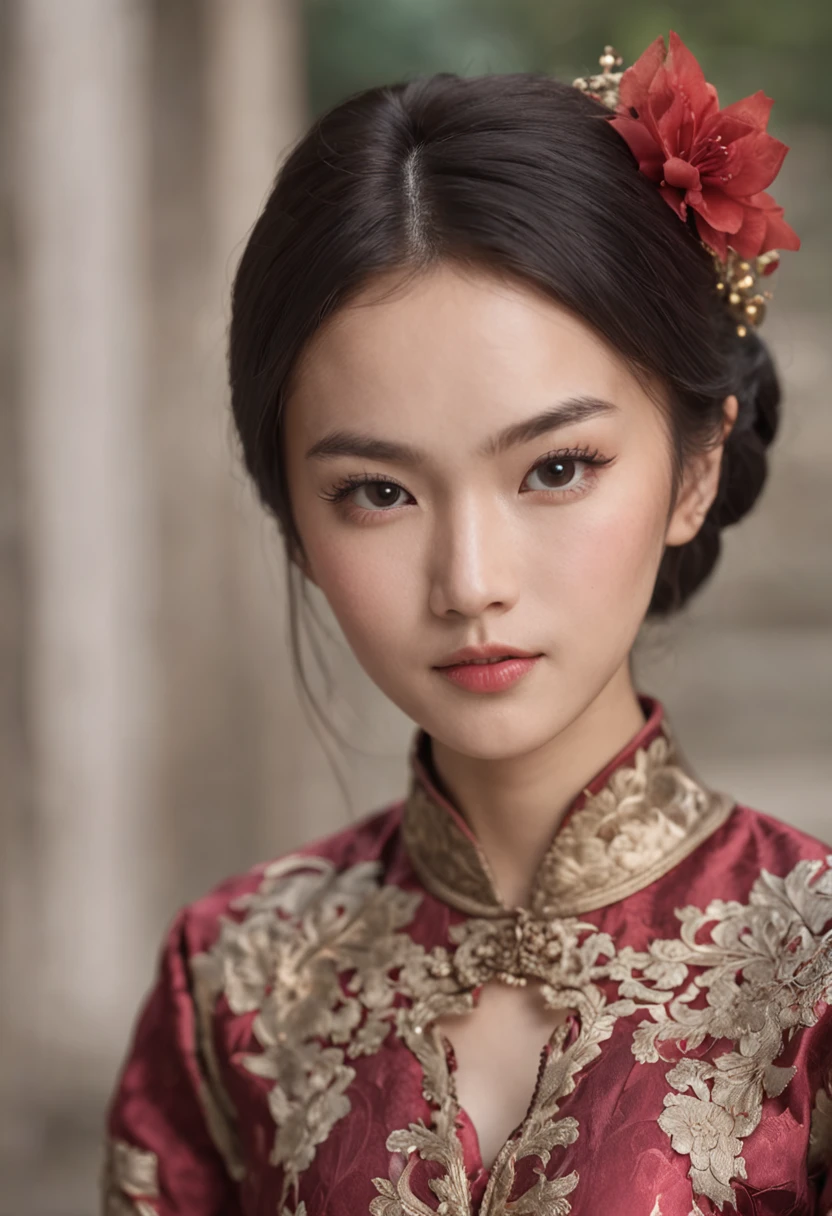 Asian brunette girl(Brocade clothes)Portrait epic 4k