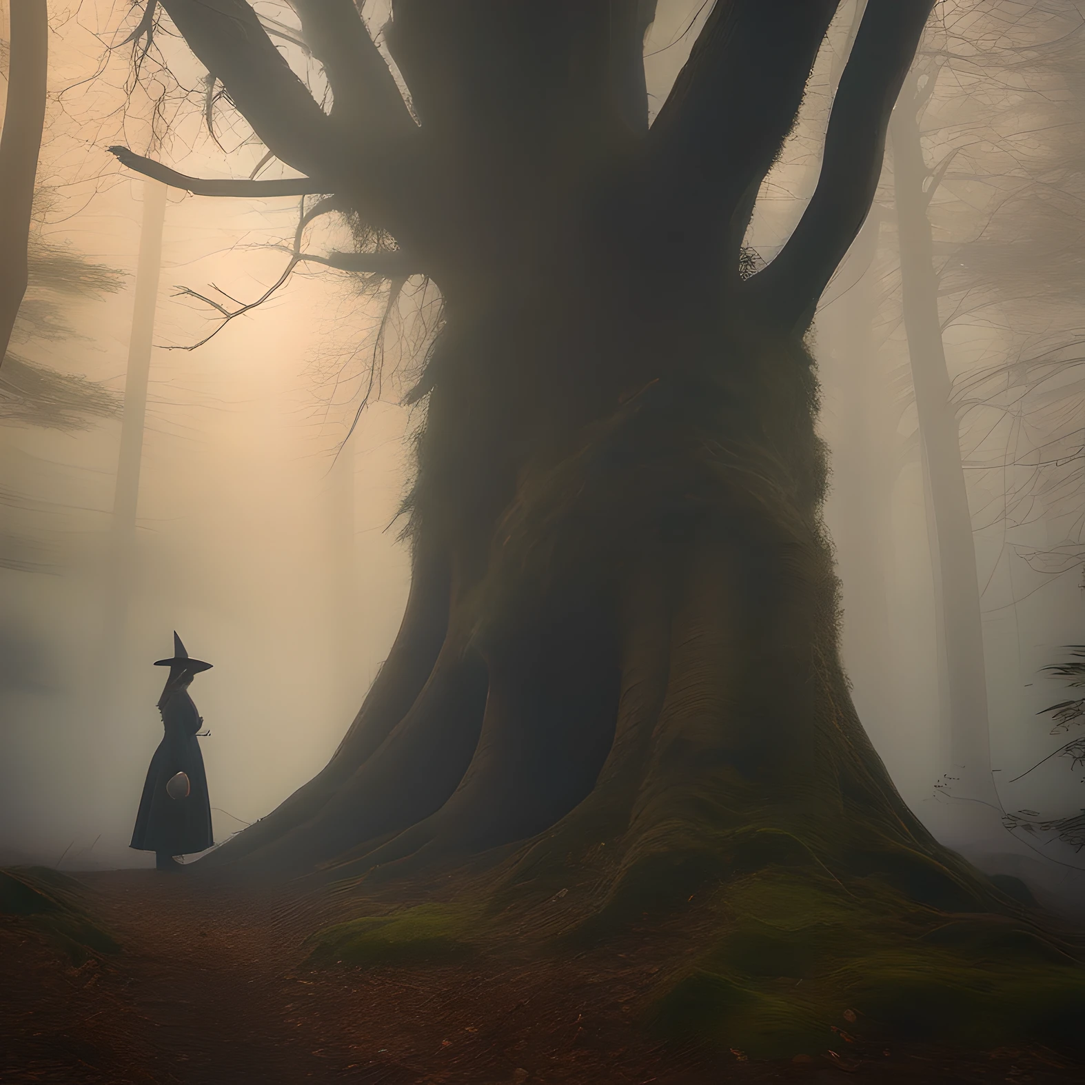 BEAUTIFUL CURVY BLONDE SORCERER, 20 YEARS OLD, ((FULL BODY VIEW)), she walks SENSUALLY naked through an ((ANCIENT CREEPY FOREST:1.4)).((BIG SAGGING BREASTS:1.4)),((SHE'S ONLY WEARING A BIG WITCH'S HAT:1.4)). She has a natural beauty, ((naked)), without ((any clothes)), high resolution, cinematic accurate lighting, divine rays, backlighting, 16k, 8k, style: editorial fashion. Camera settings for golden hour glow and horizon background: 70mm lens, f/2.8, ISO 100, 1/200 sec. –ar 16:9, UHD, masterpiece, textured skin, super detail, high detail, high quality, 8k, 16k, best quality, high quality, high detail, super detail, textured skin, anatomically correct, masterpiece, retina, Uhd, thigh sex ,greek clothes