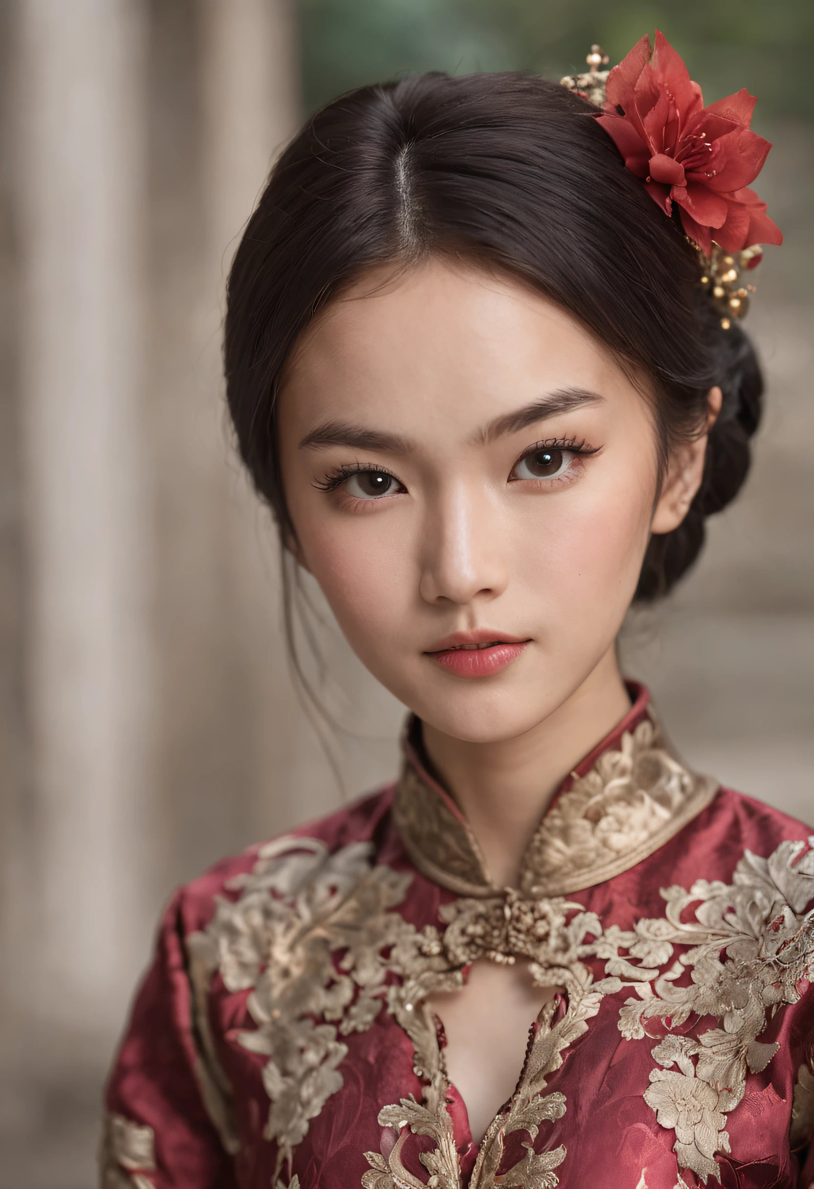 Asian brunette girl(Brocade clothes)Portrait epic 4k
