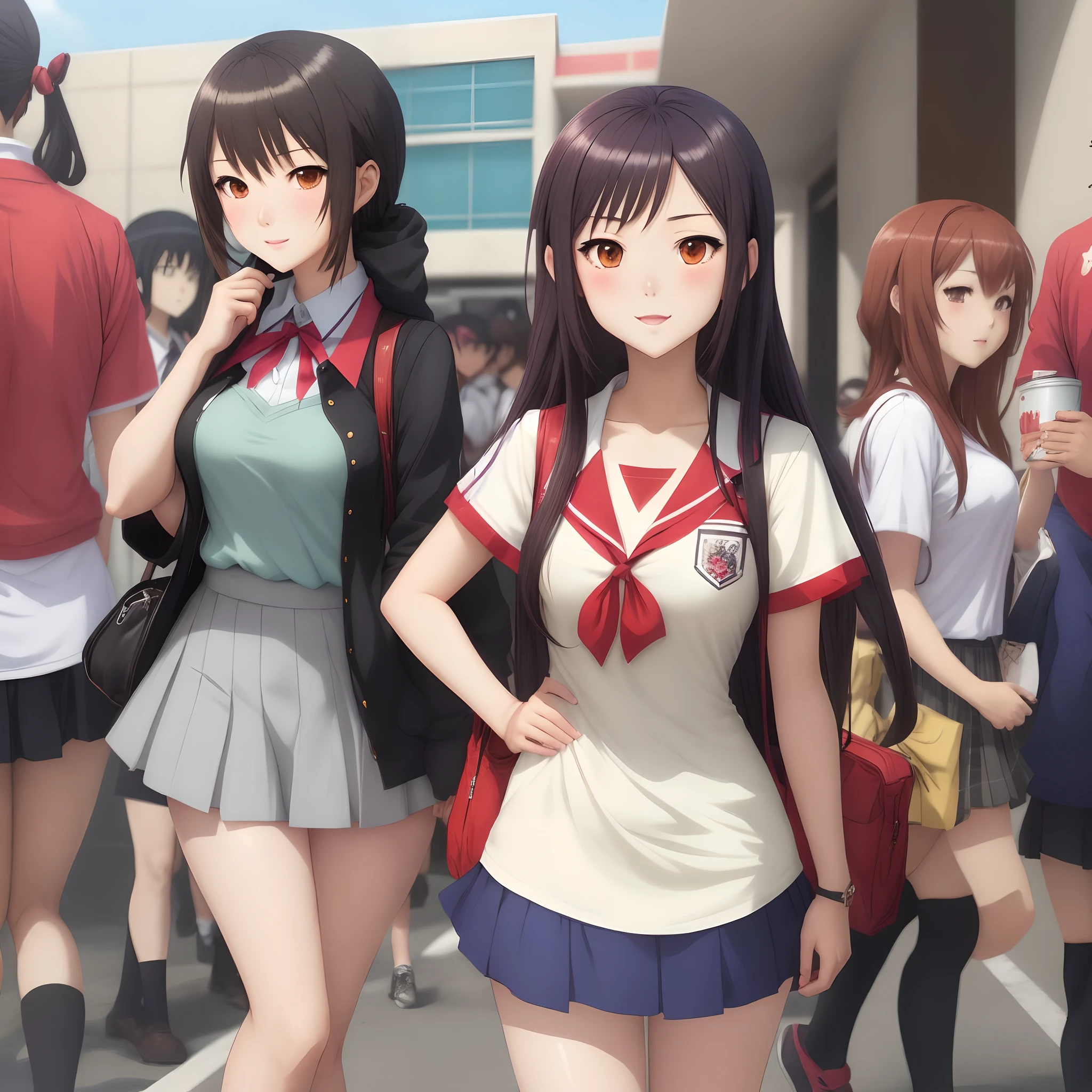 hey can you make a female anime character wearing cute Indonesian high school clothes